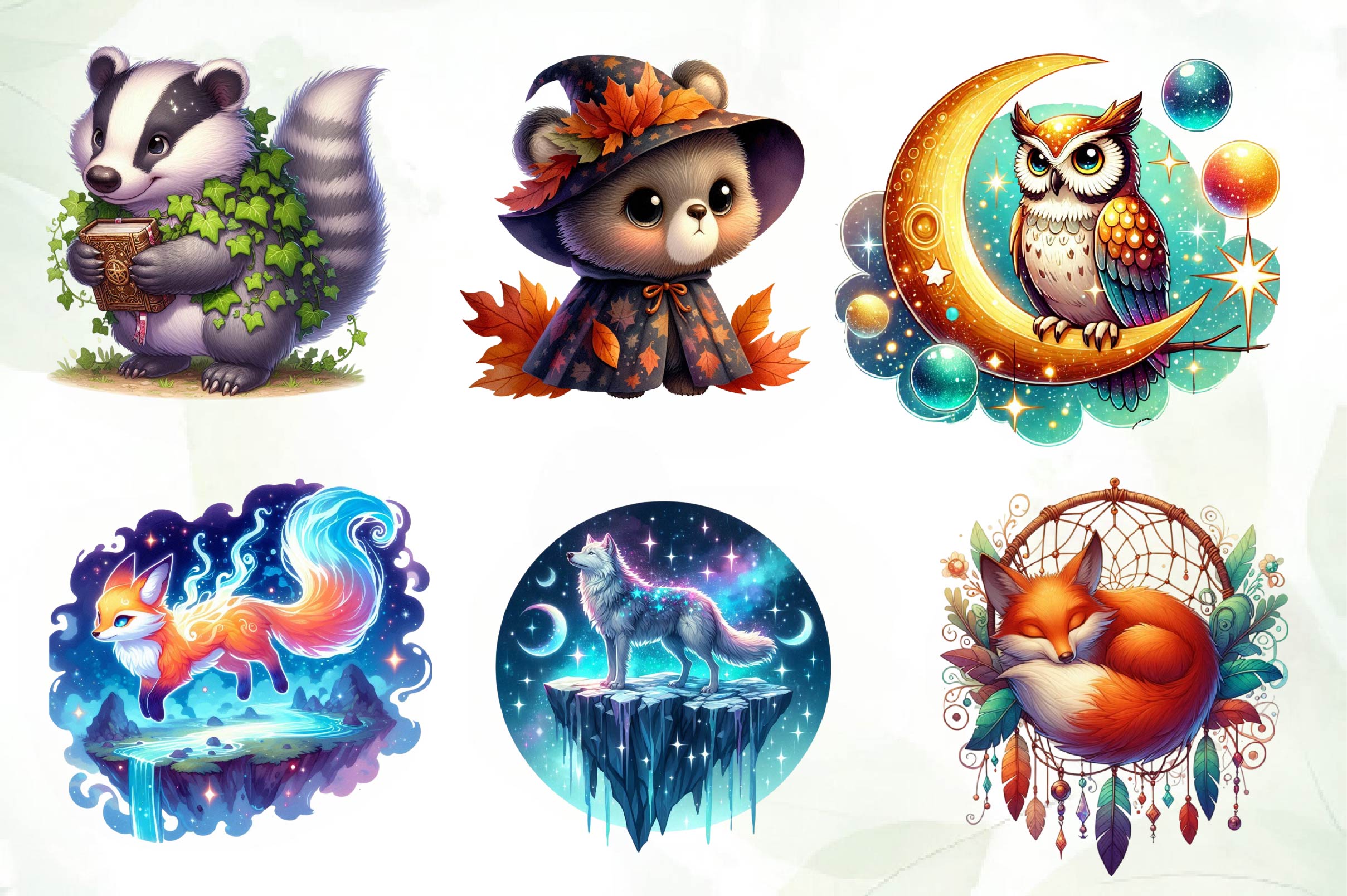 Magical Woodland Animals Creatures Clipart Bundle