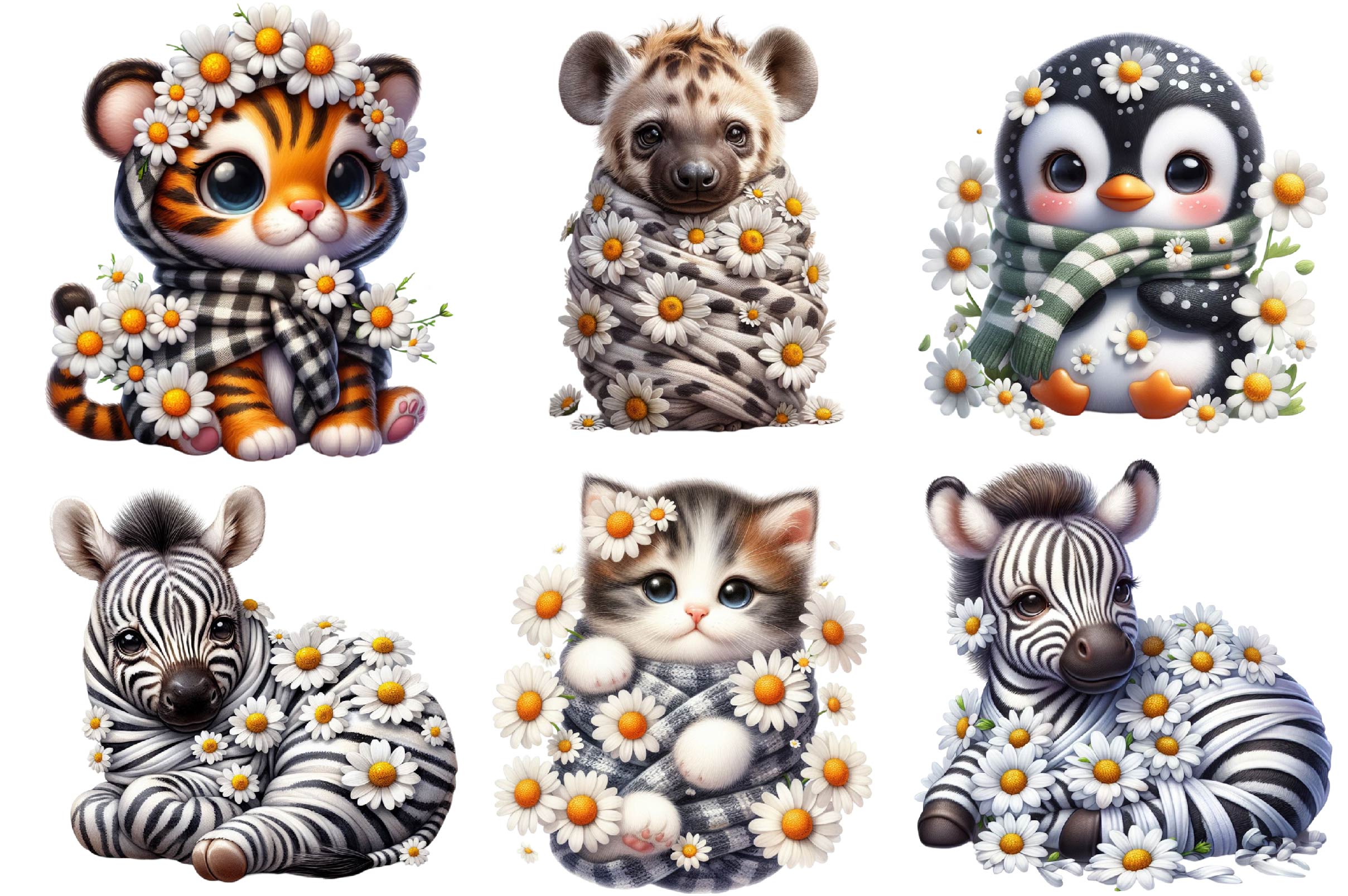 Daisy Animals Clipart Bundle
