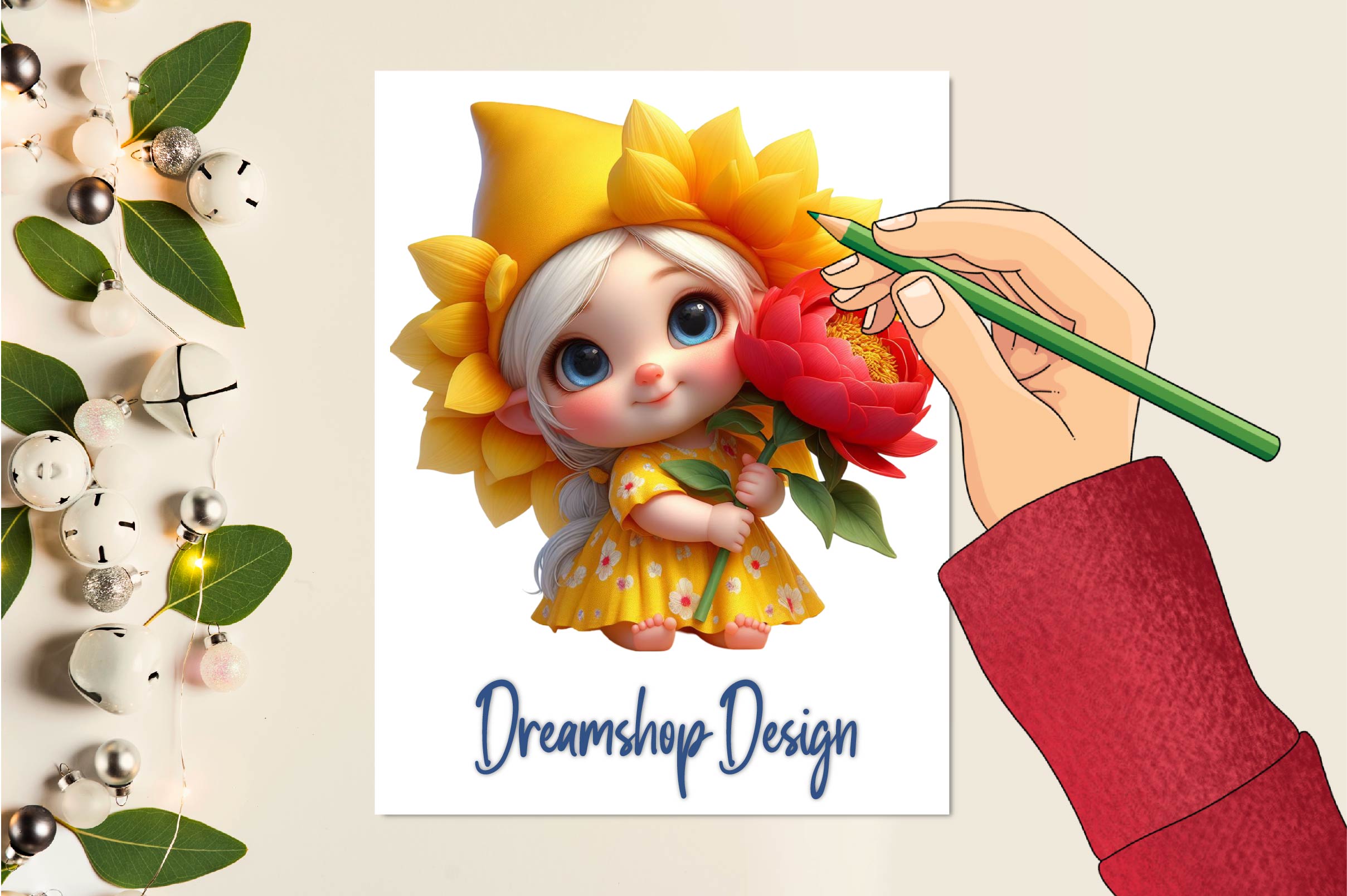 Sunflower Gnome Girl Clipart Bundle