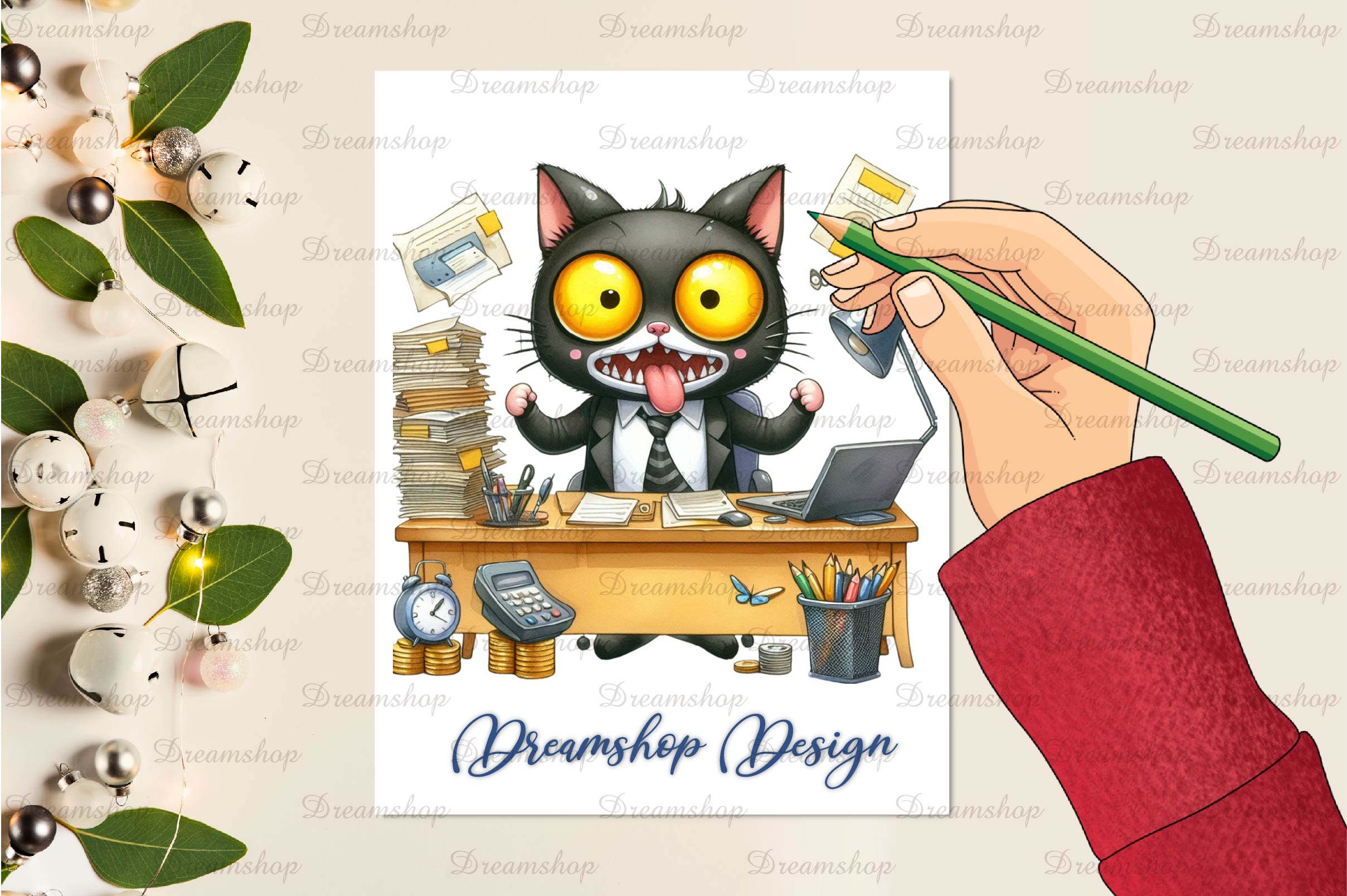 Funny Office Cat Clipart Bundle