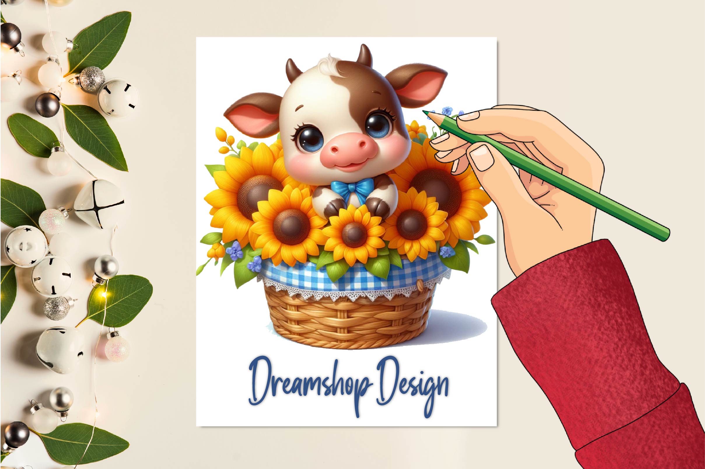 Sunflower Cow Clipart Bundle