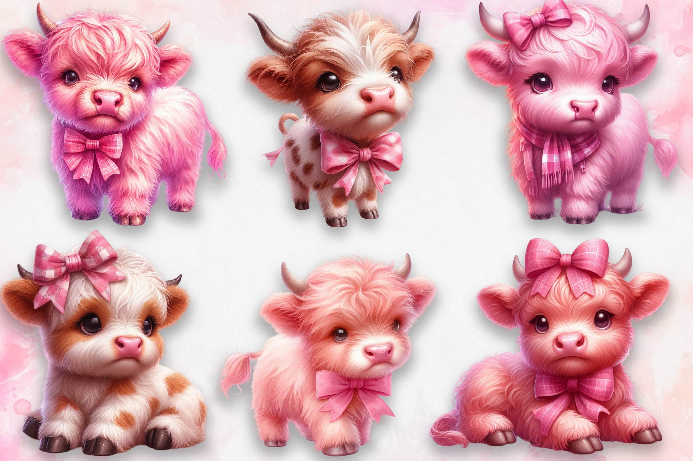 Baby Highland Cow Clipart Bundle
