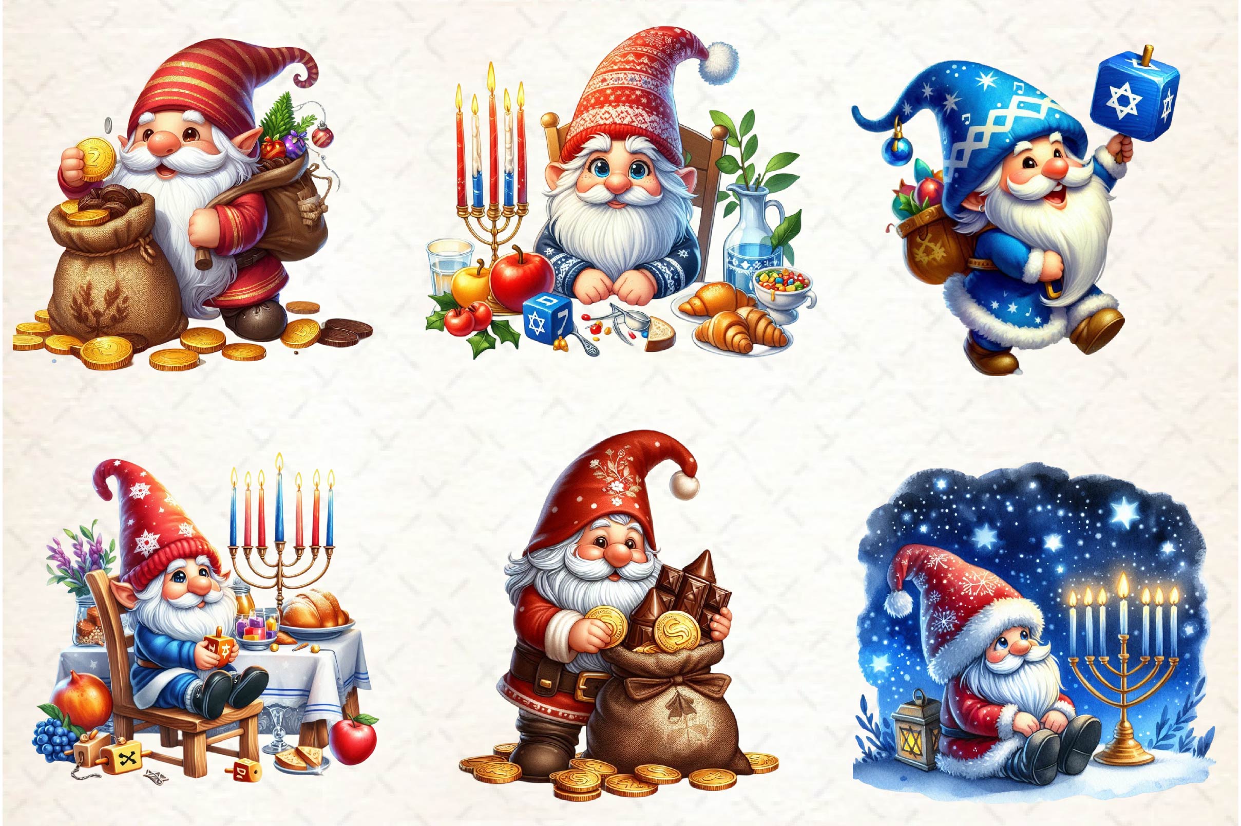 Gnome Hanukkah Clipart Bundle