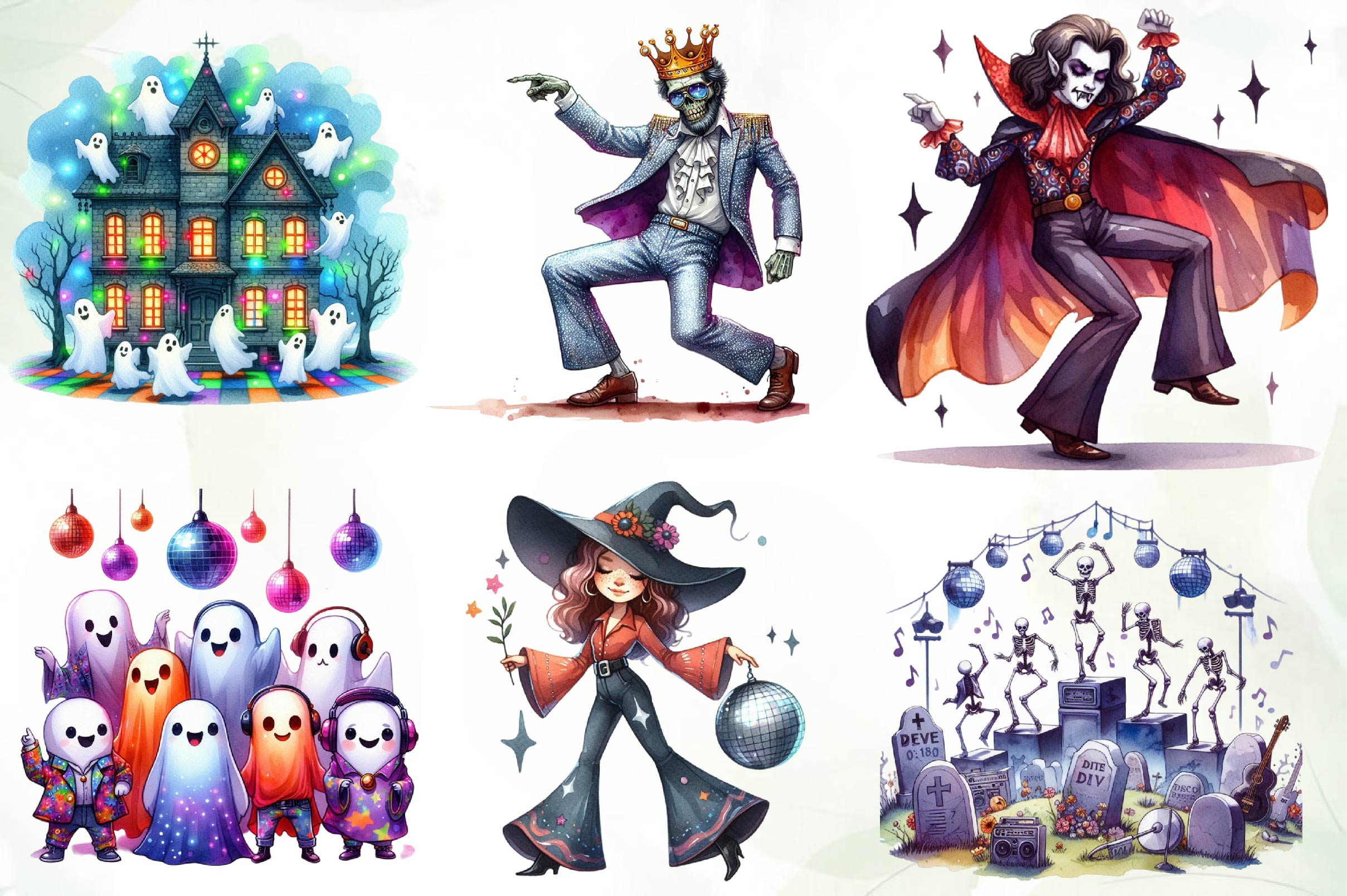 Disco Halloween Clipart Bundle 1