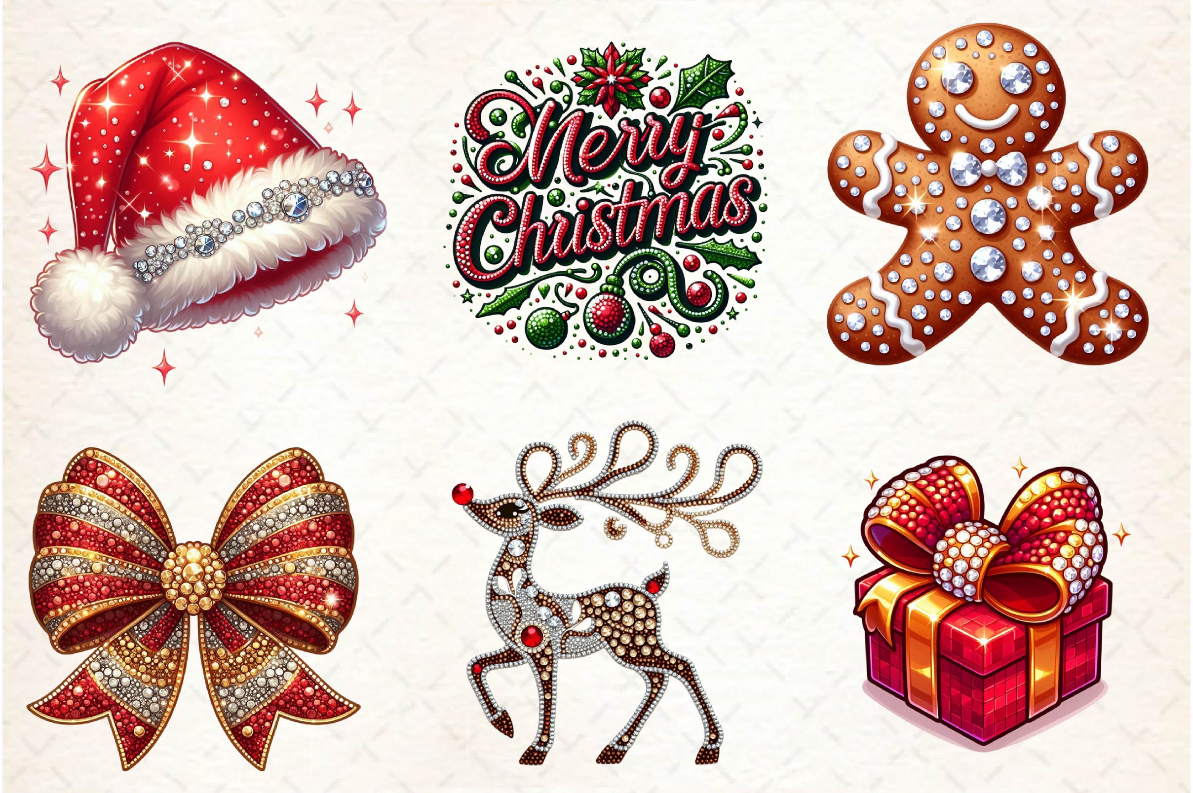 Rhinestone Christmas Clipart Bundle