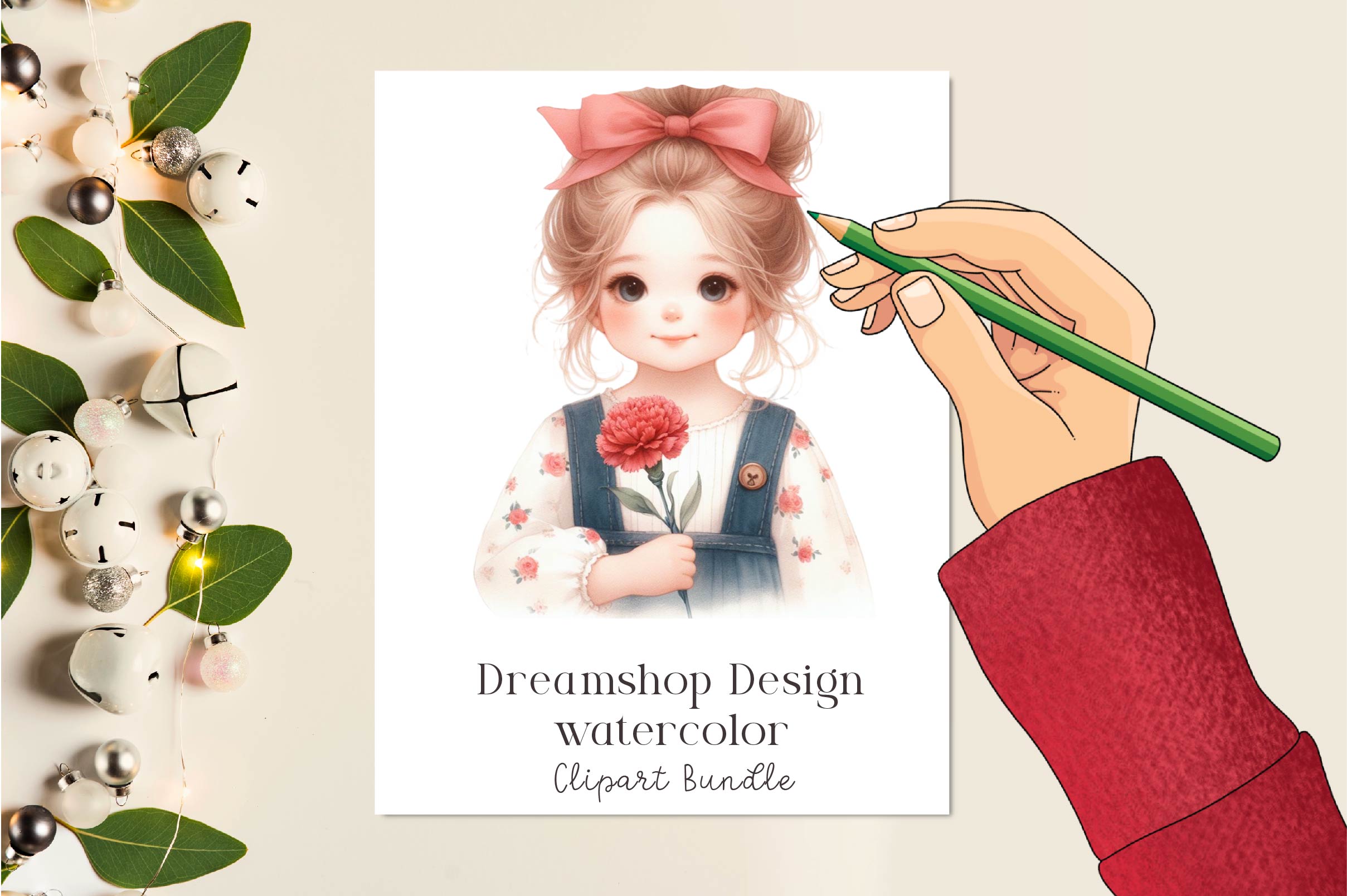Little Girl With Floral Clipart Bundle