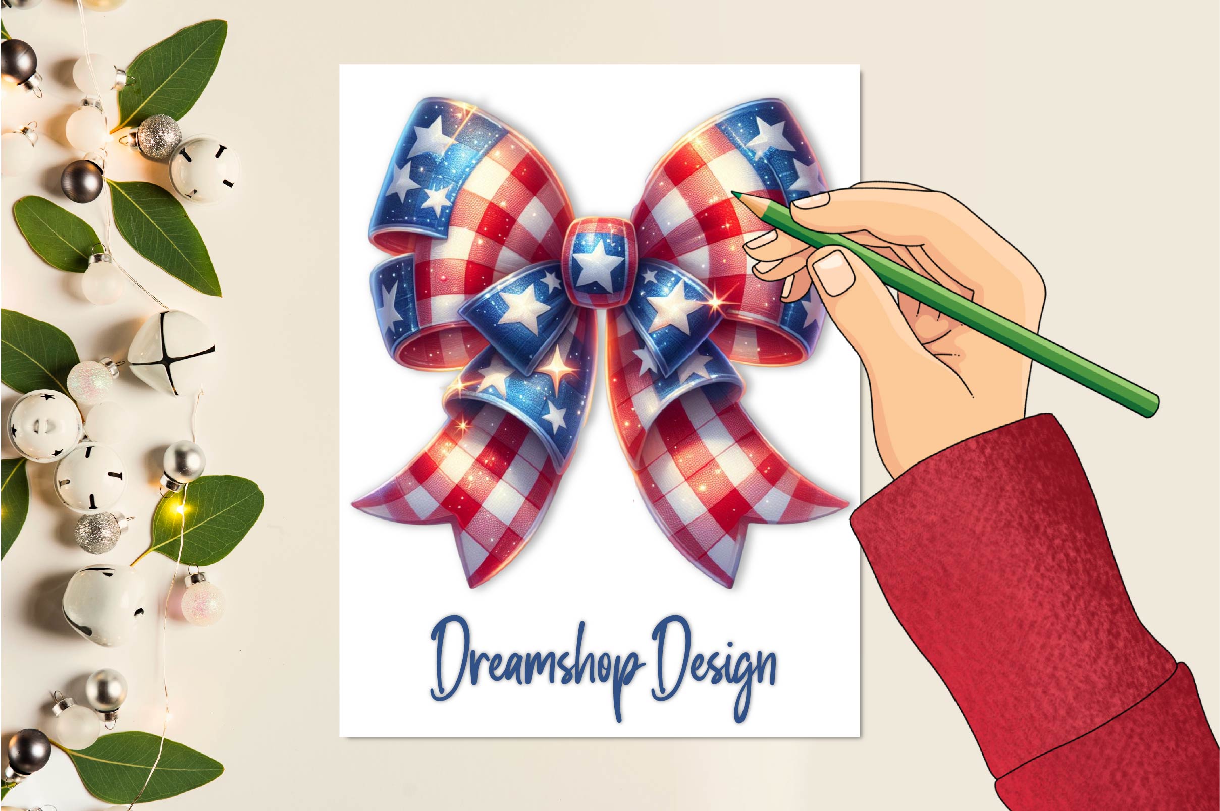 Gingham Patriotic Bow Clipart Bundle