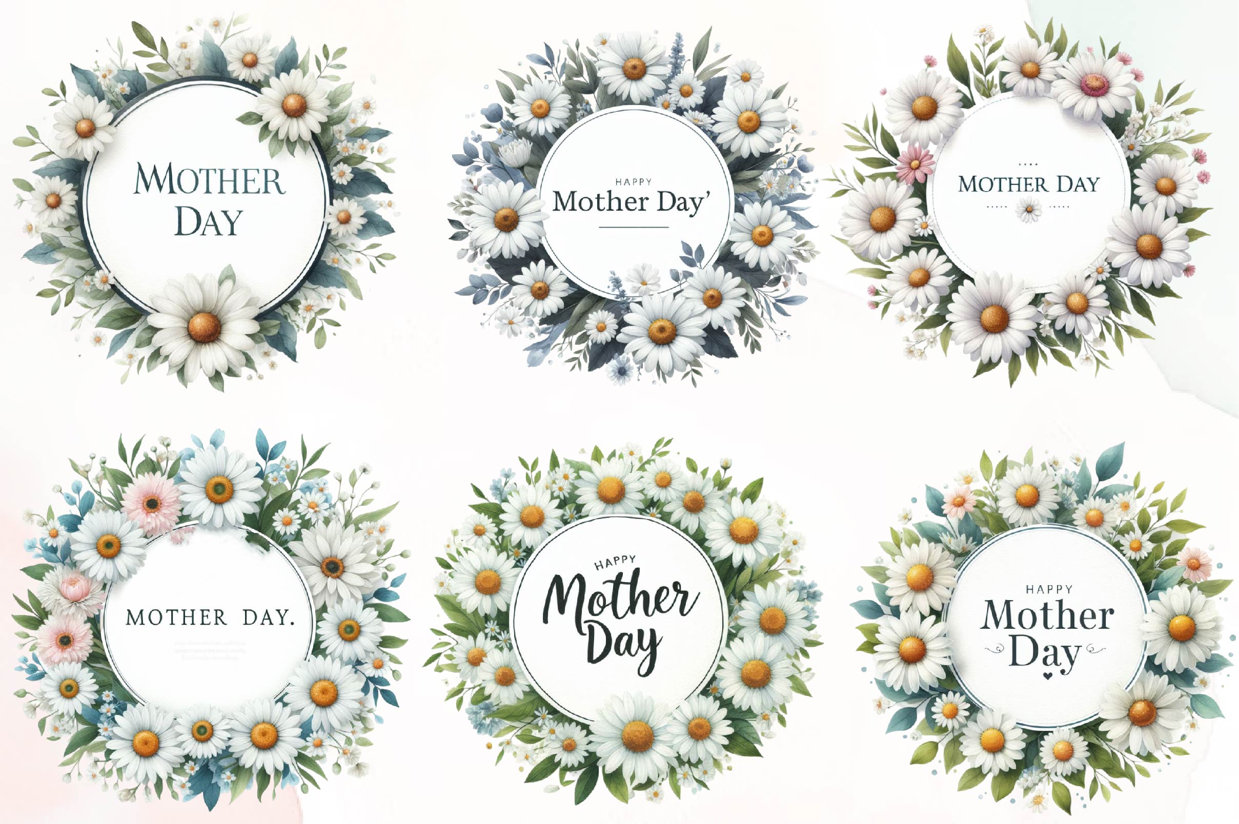 Happy Mother'S Day Floral Bouquets Clipart Bundle