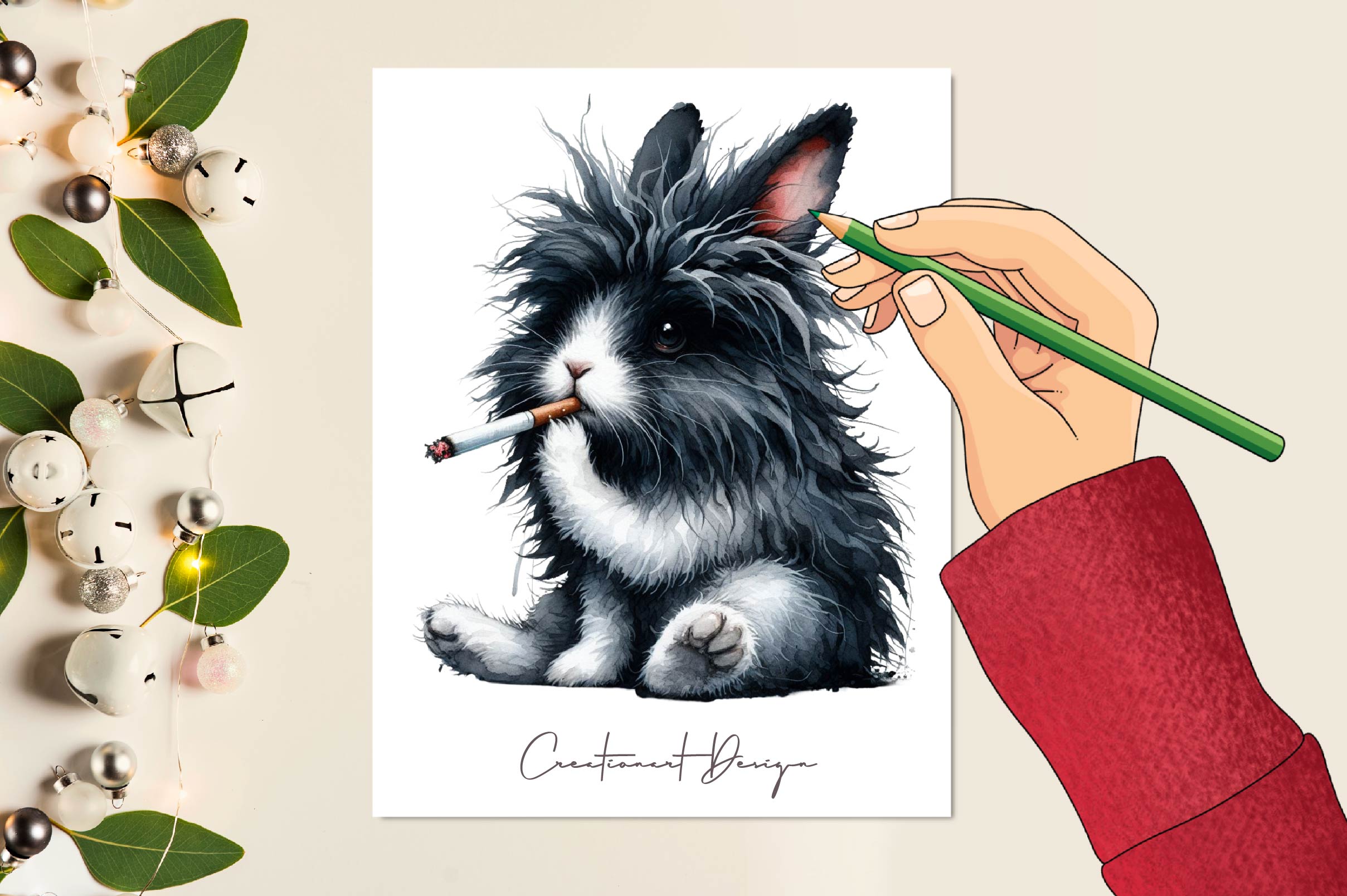 Creepy Black Bunny Clipart Bundle