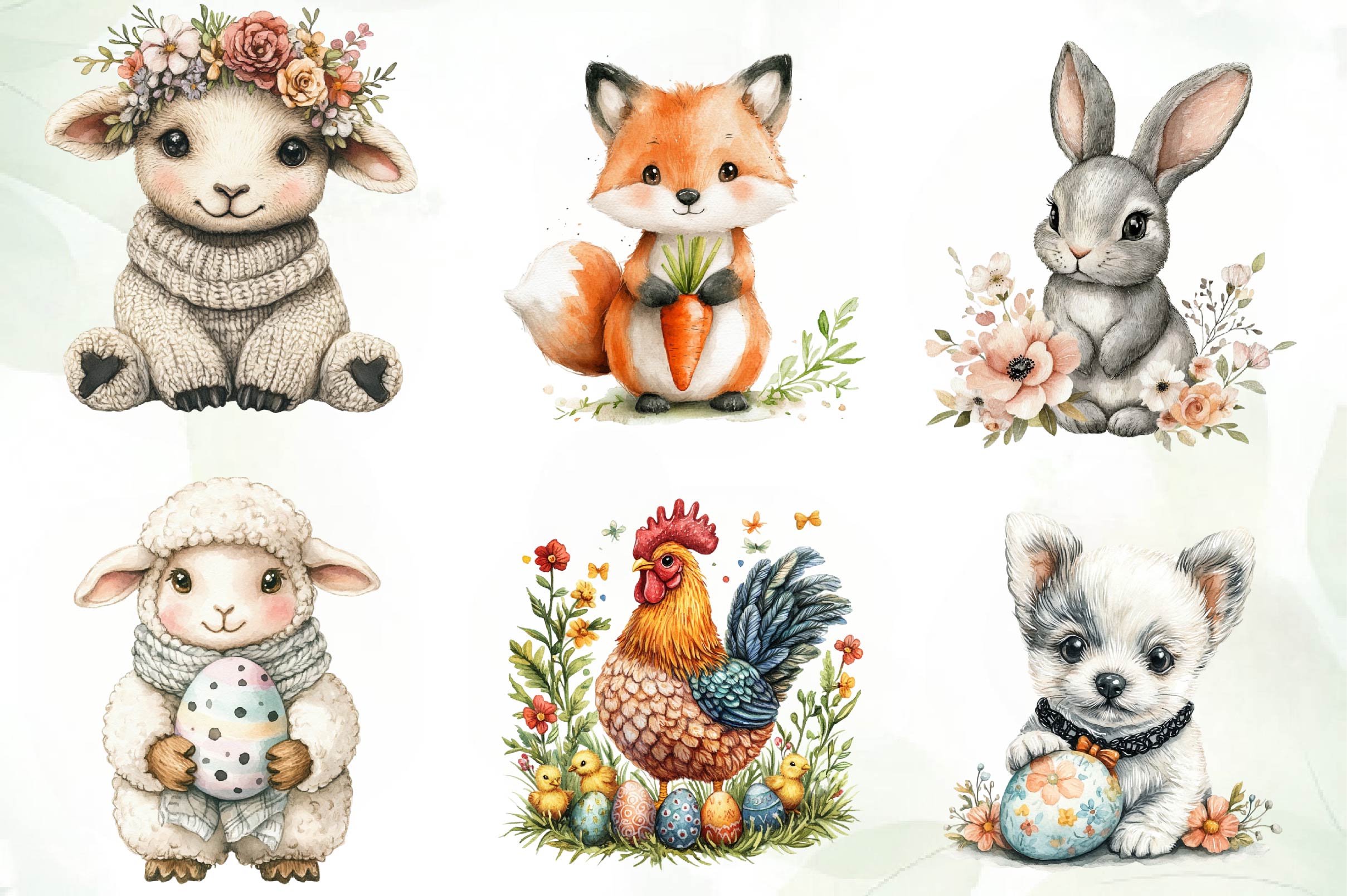 Cute Crochet Easter Animal Clipart Bundle