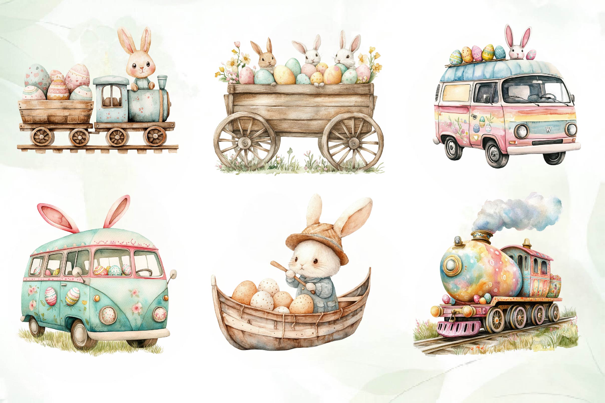 Transportation Easter Clipart Bundle 1