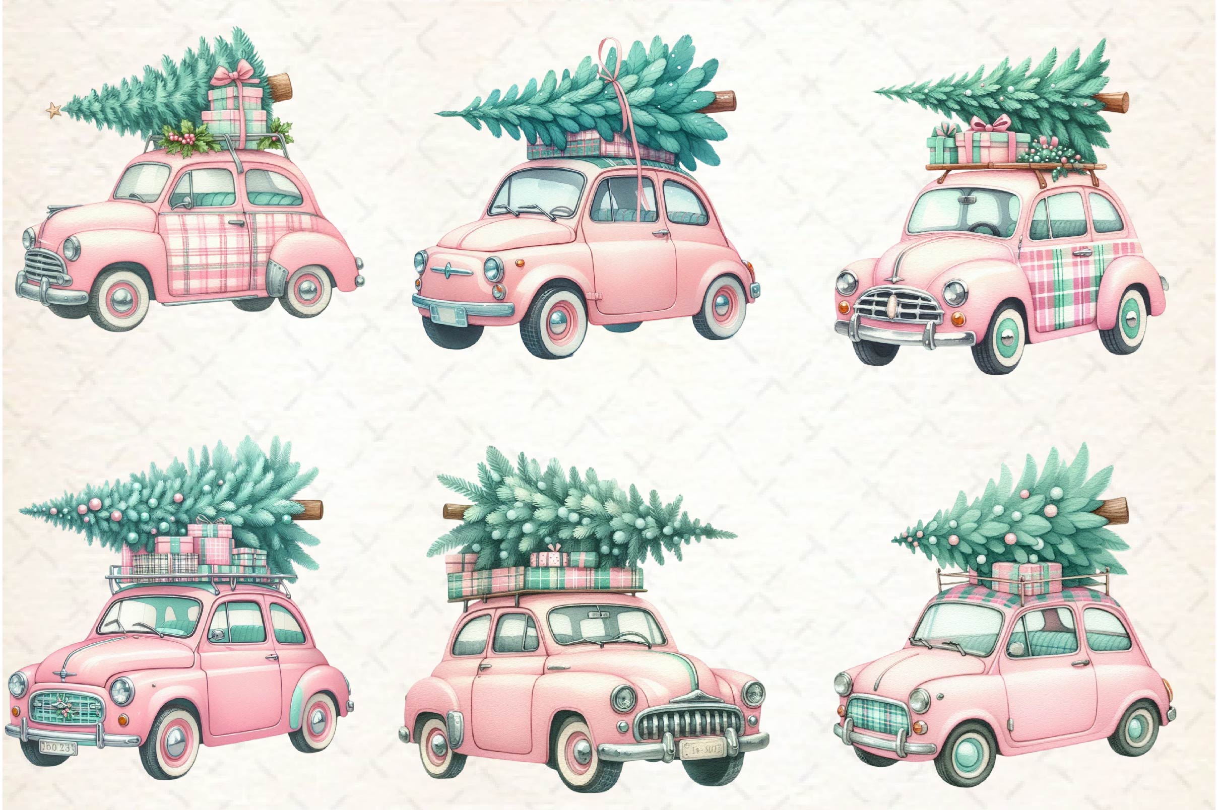 Christmas Car Christmas Tree Clipart Bundle