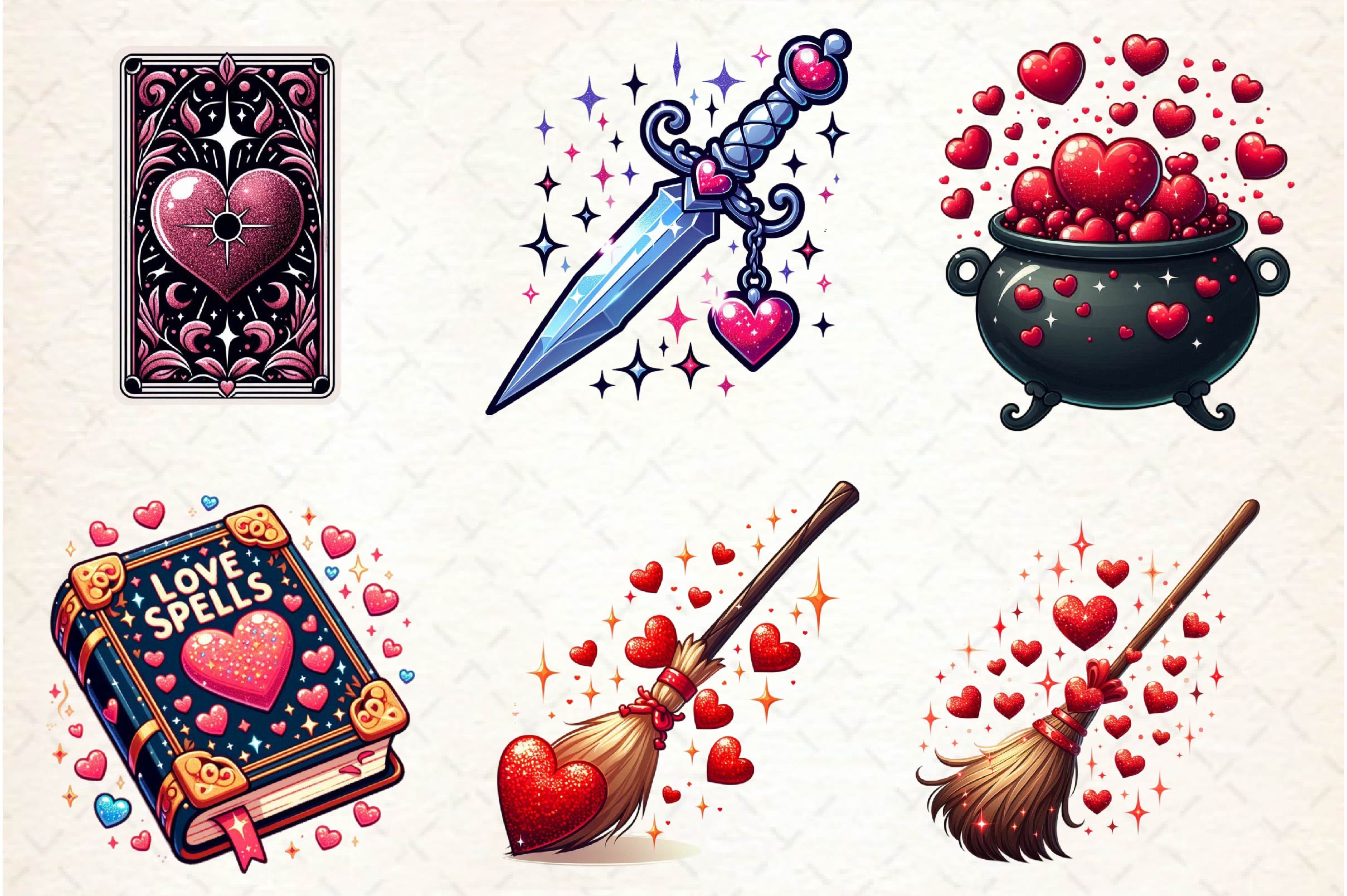 Valentine Gothic Witch Clipart Bundle 1