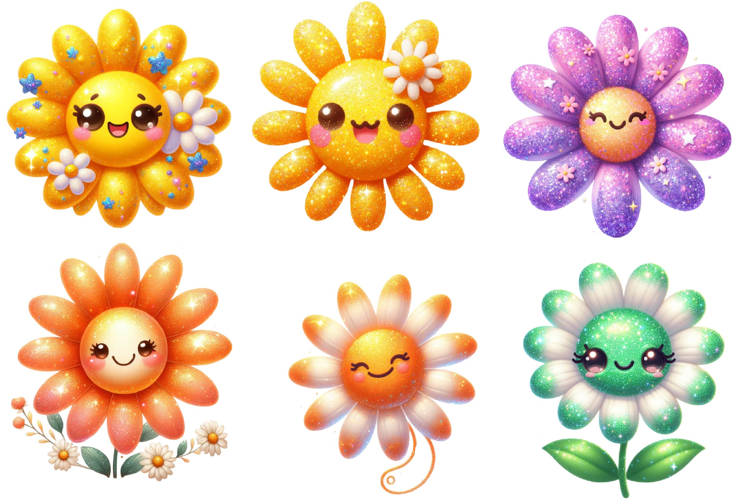 Cute Daisy Flower Clipart Bundle 1