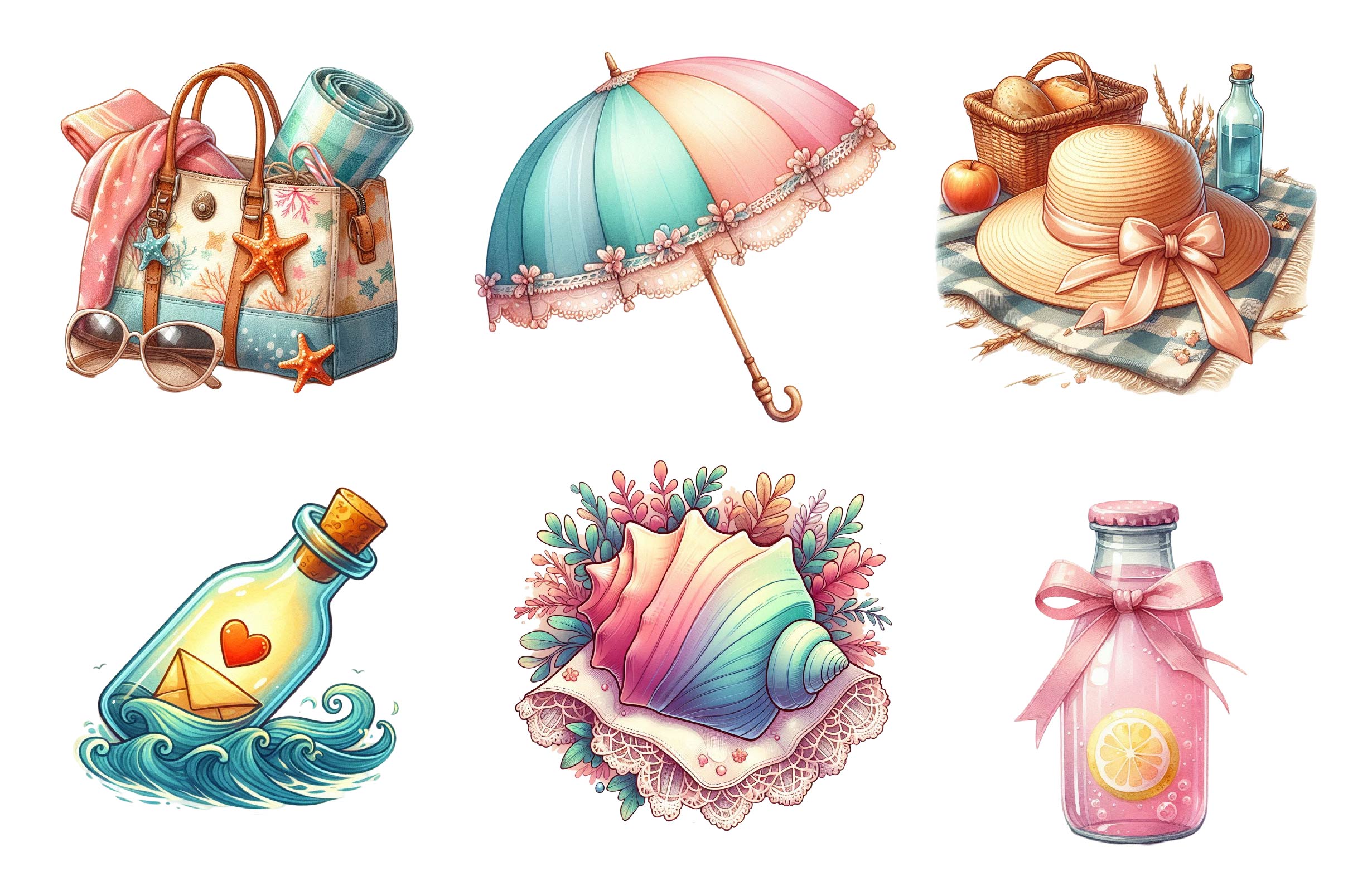 Vintage Beach Clipart Bundle