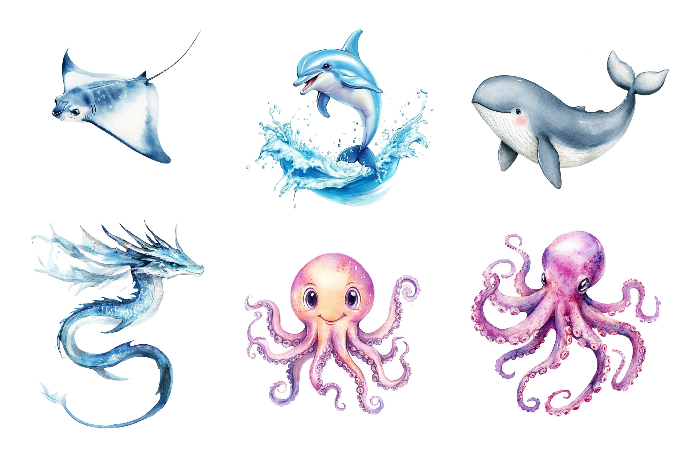 Cute Undersea Life Clipart Bundle