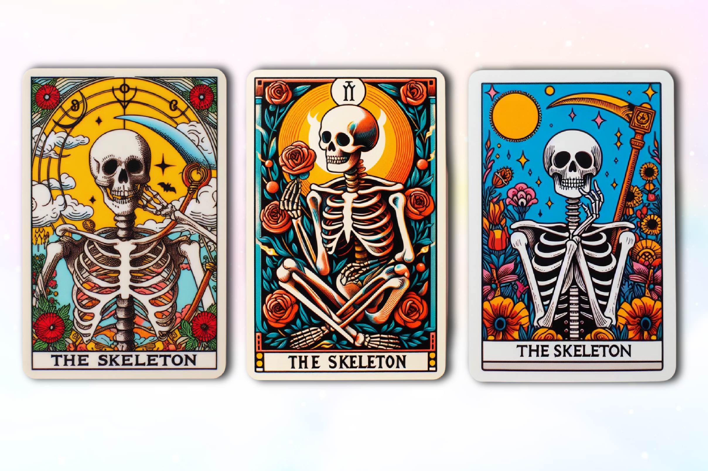 Funny Skeleton Tarot Card Clipart Bundle
