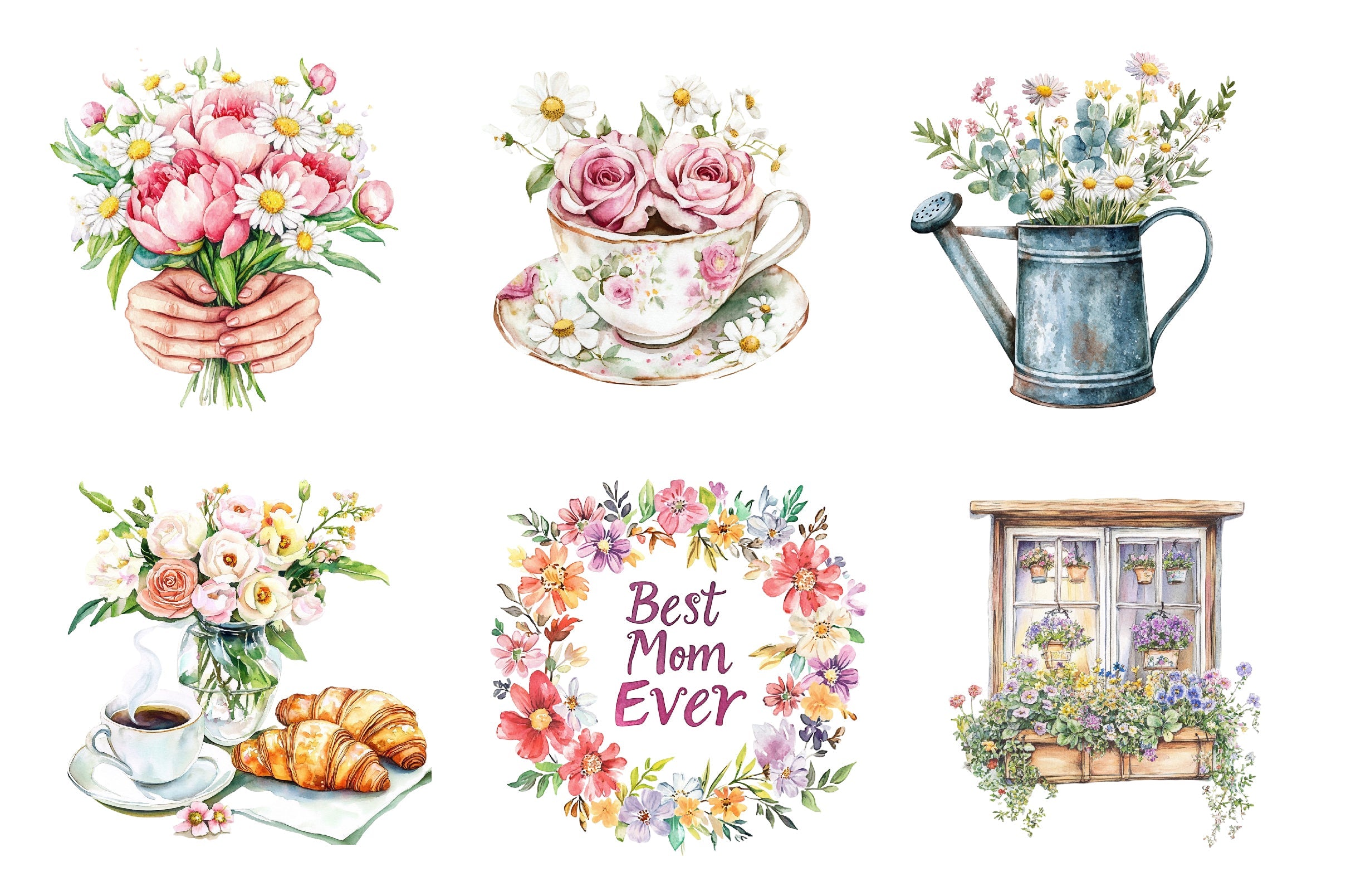 Floral Mothers Day Clipart Bundle