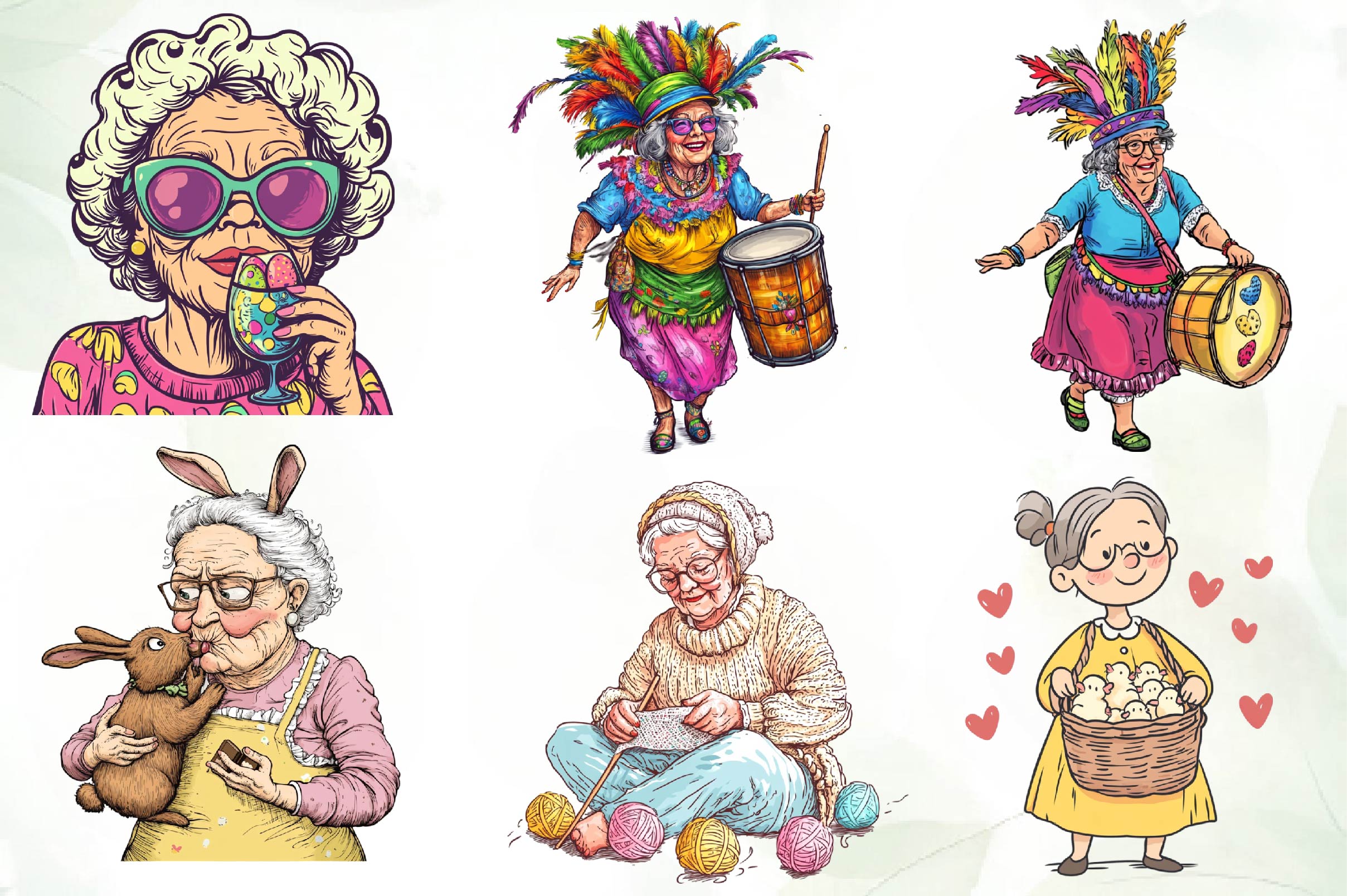 Funny Easter Grandma Clipart Bundle