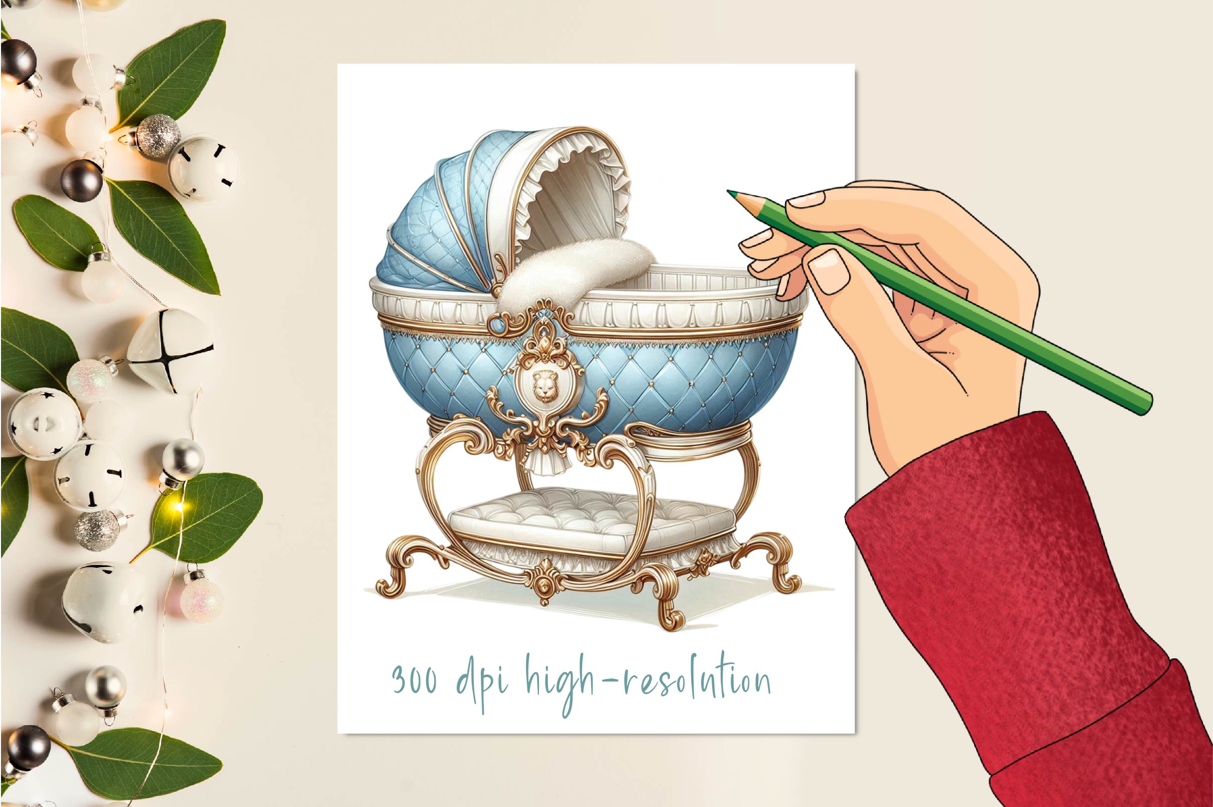 Baby Luxurious Bassinet Clipart Bundle