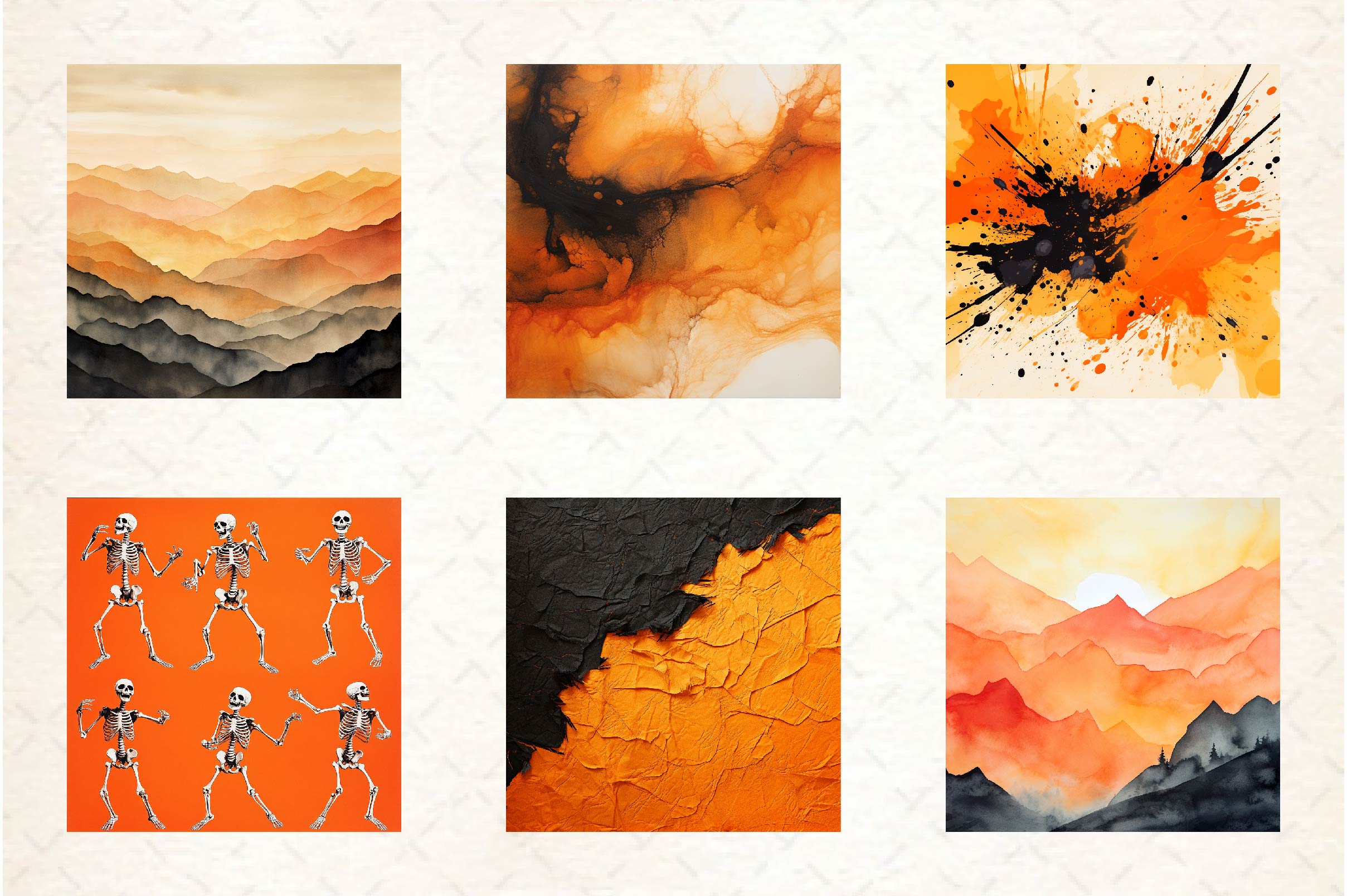Orange And Black Halloween Background Bundle