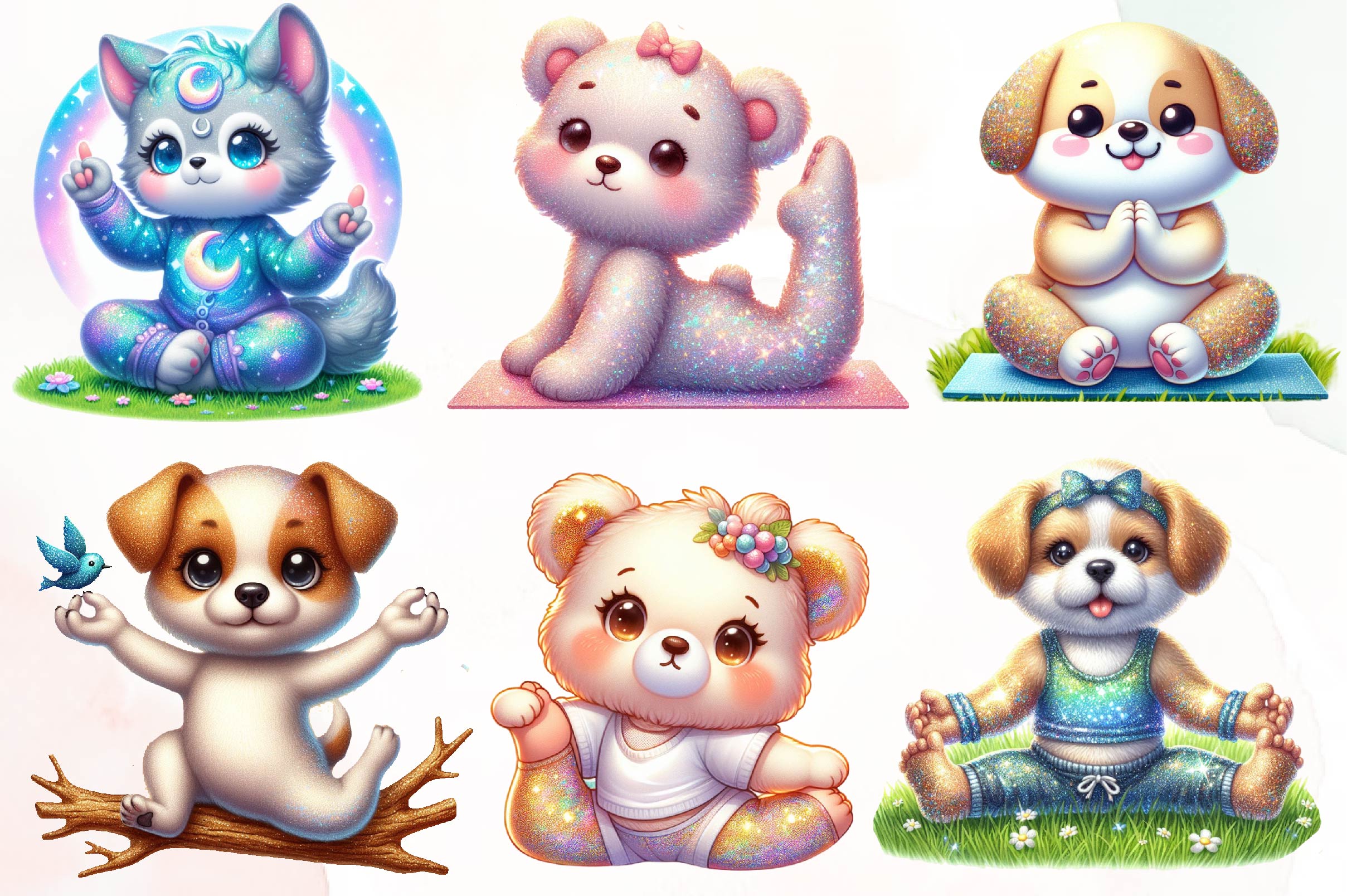 Cute Yoga Dog Clipart Bundle