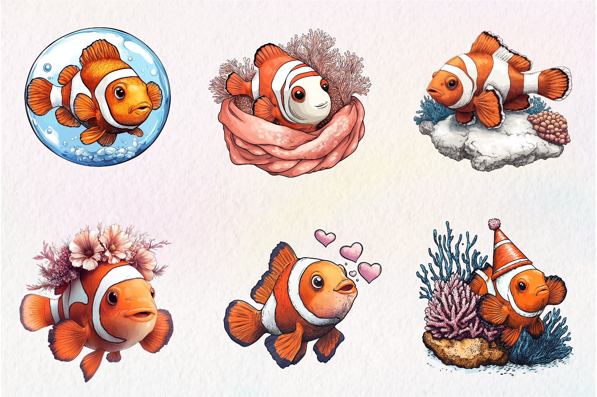 Cute Clownfish Clipart Bundle