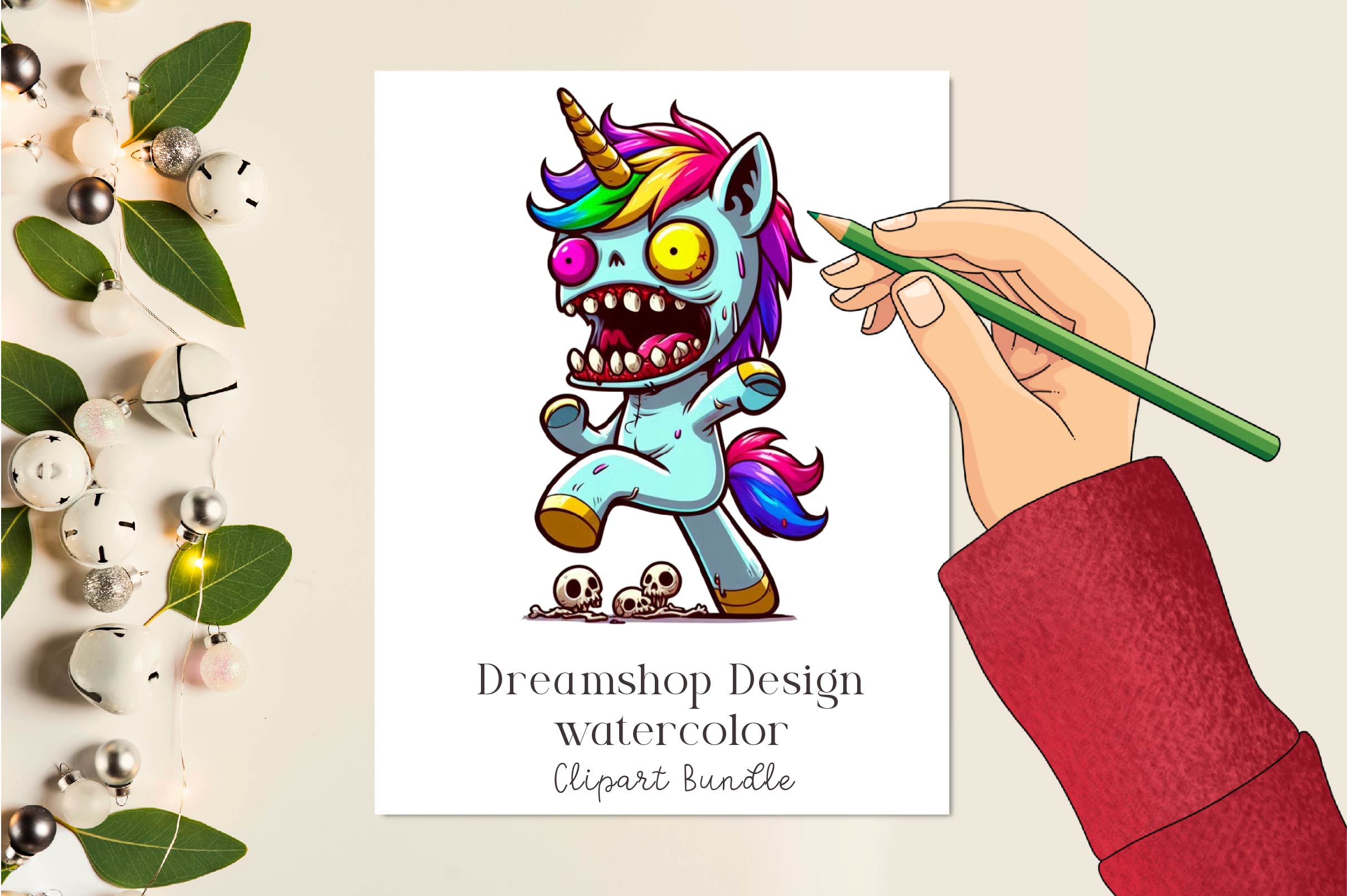 Halloween Scary Unicorn Clipart Bundle