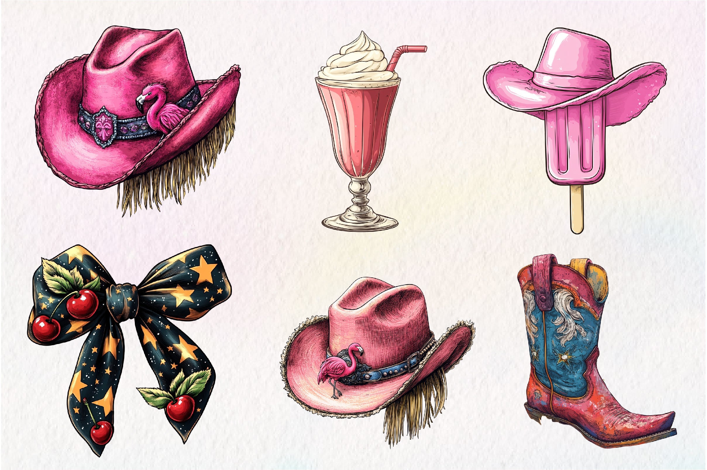 Summer Cowgirl Clipart Bundle 1