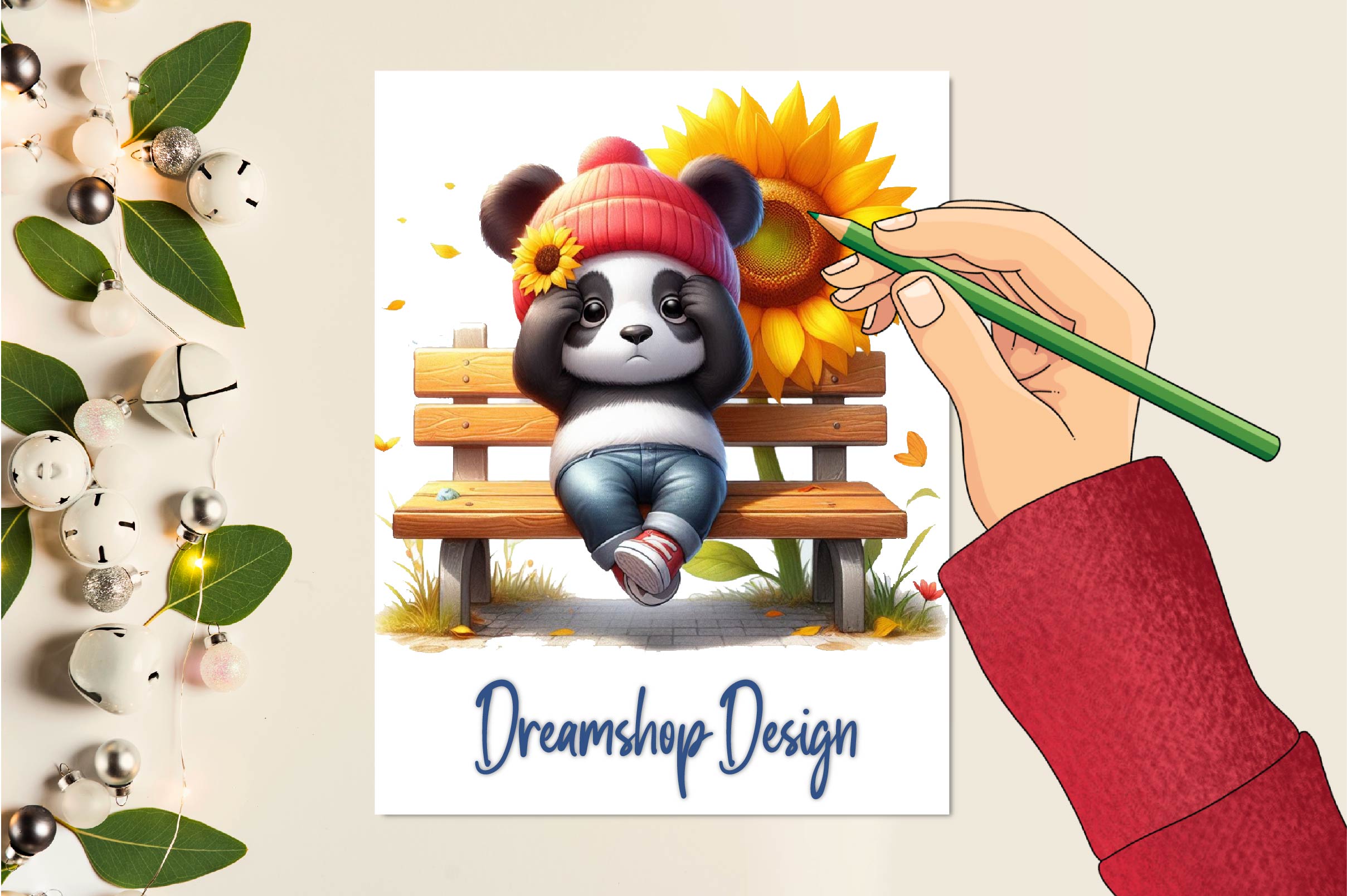 Sunflower Panda Clipart Bundle