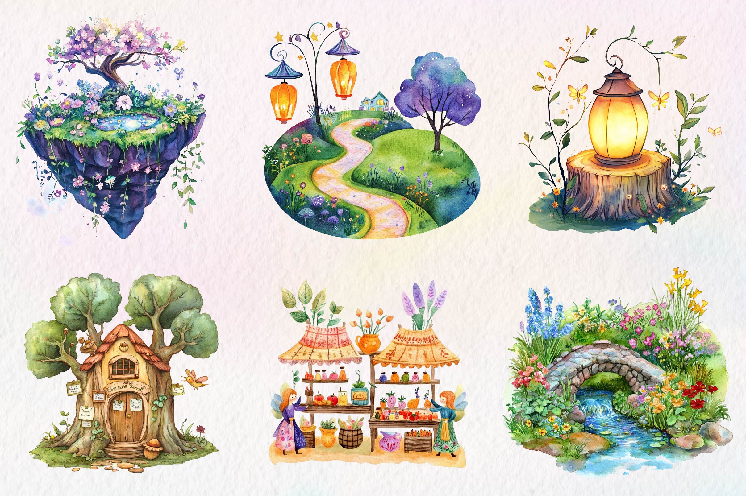 Whimsical Fairy Garden Clipart Bundle