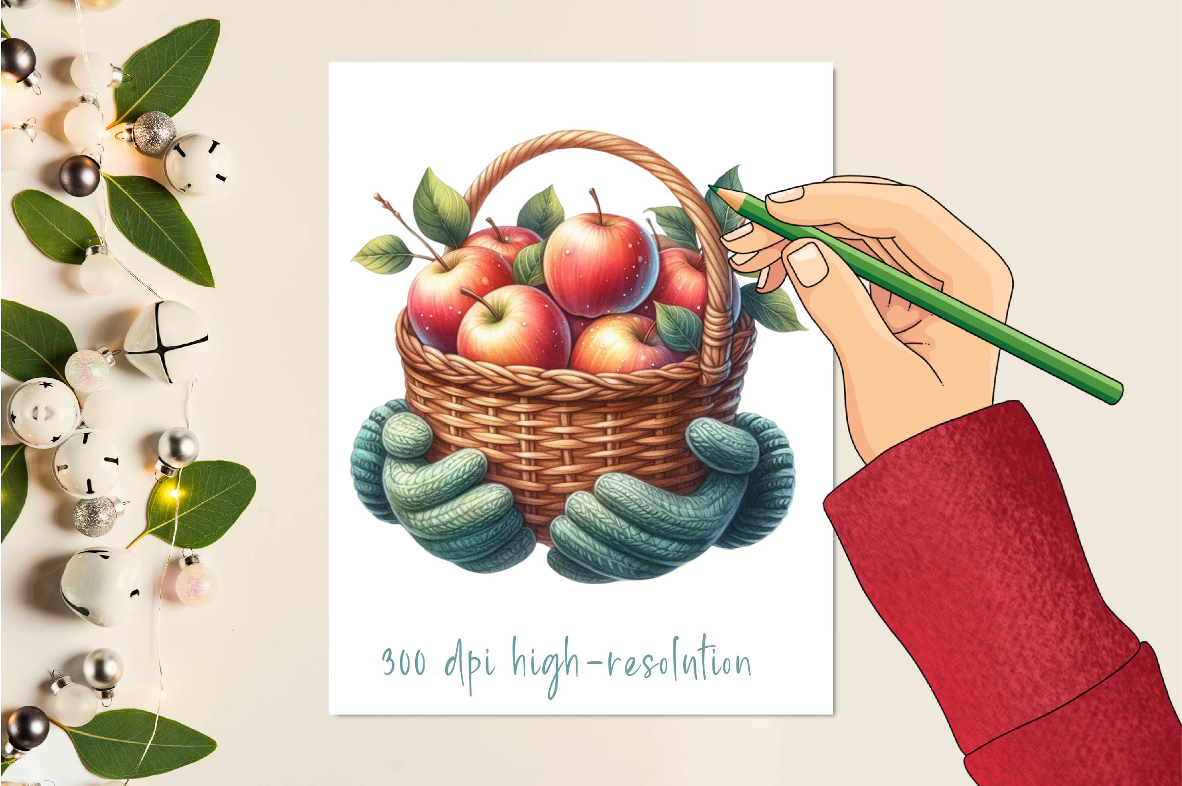 Autumn Apple Basket Clipart Bundle