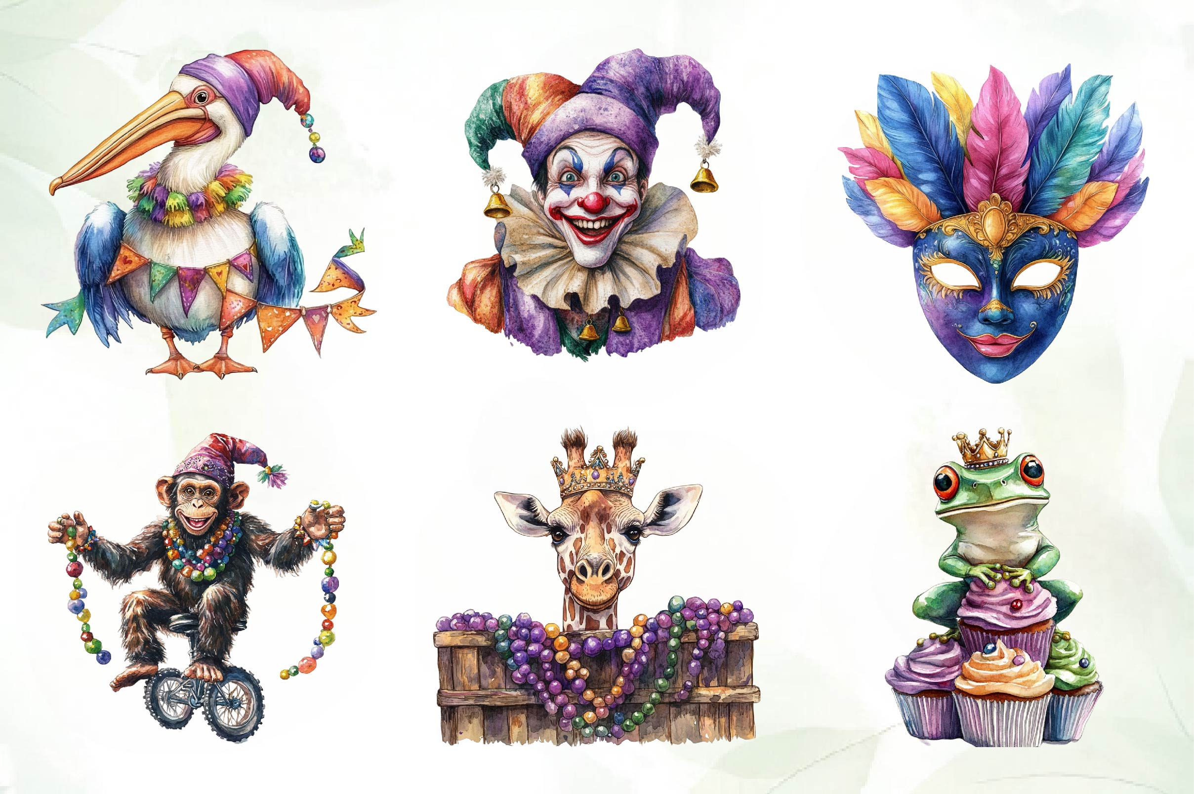 Funny Mardi Gras Clipart Bundle