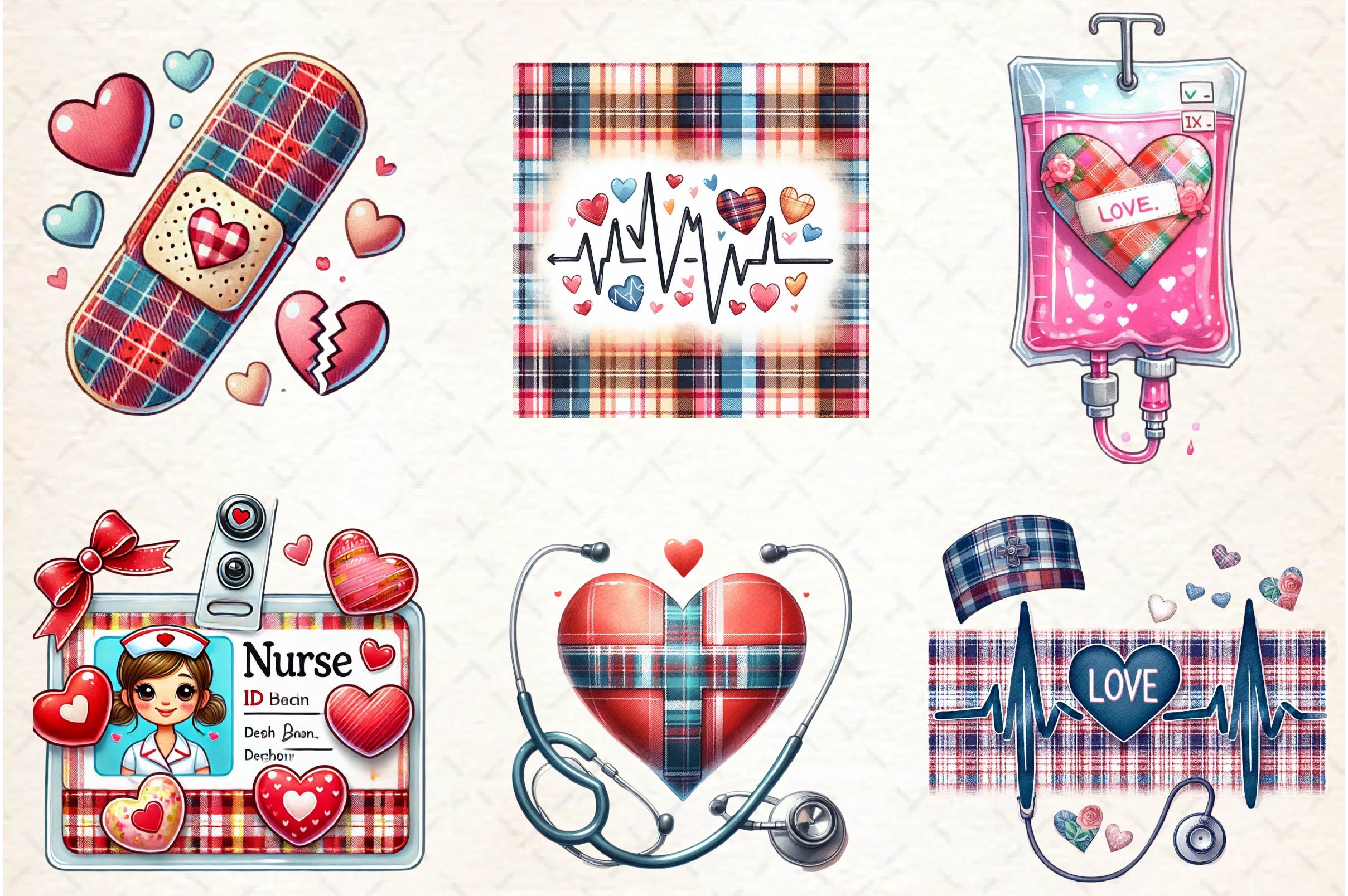 Nurse Valentine Clipart Bundle