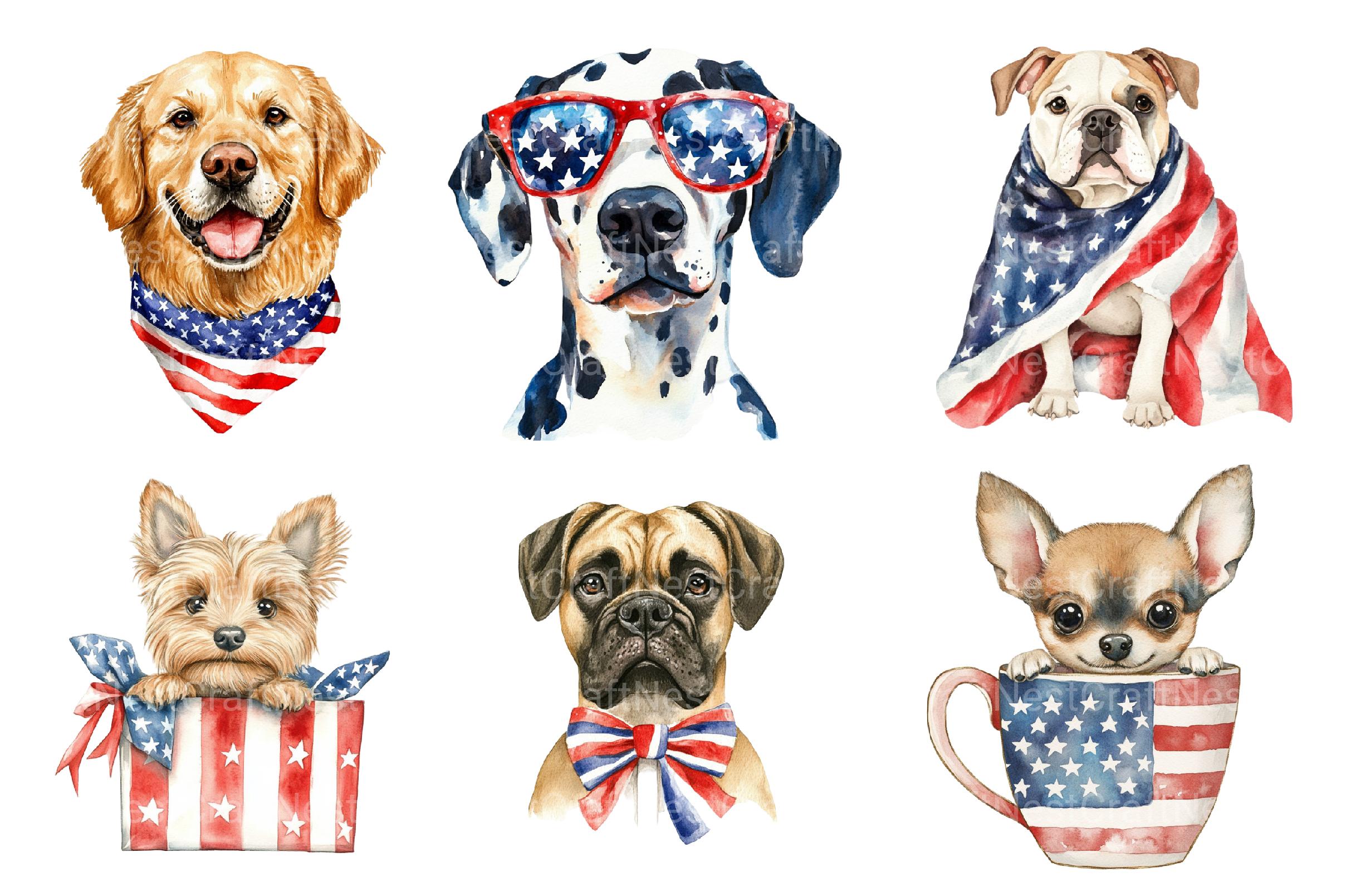 4th of July Dog Clipart Bundle