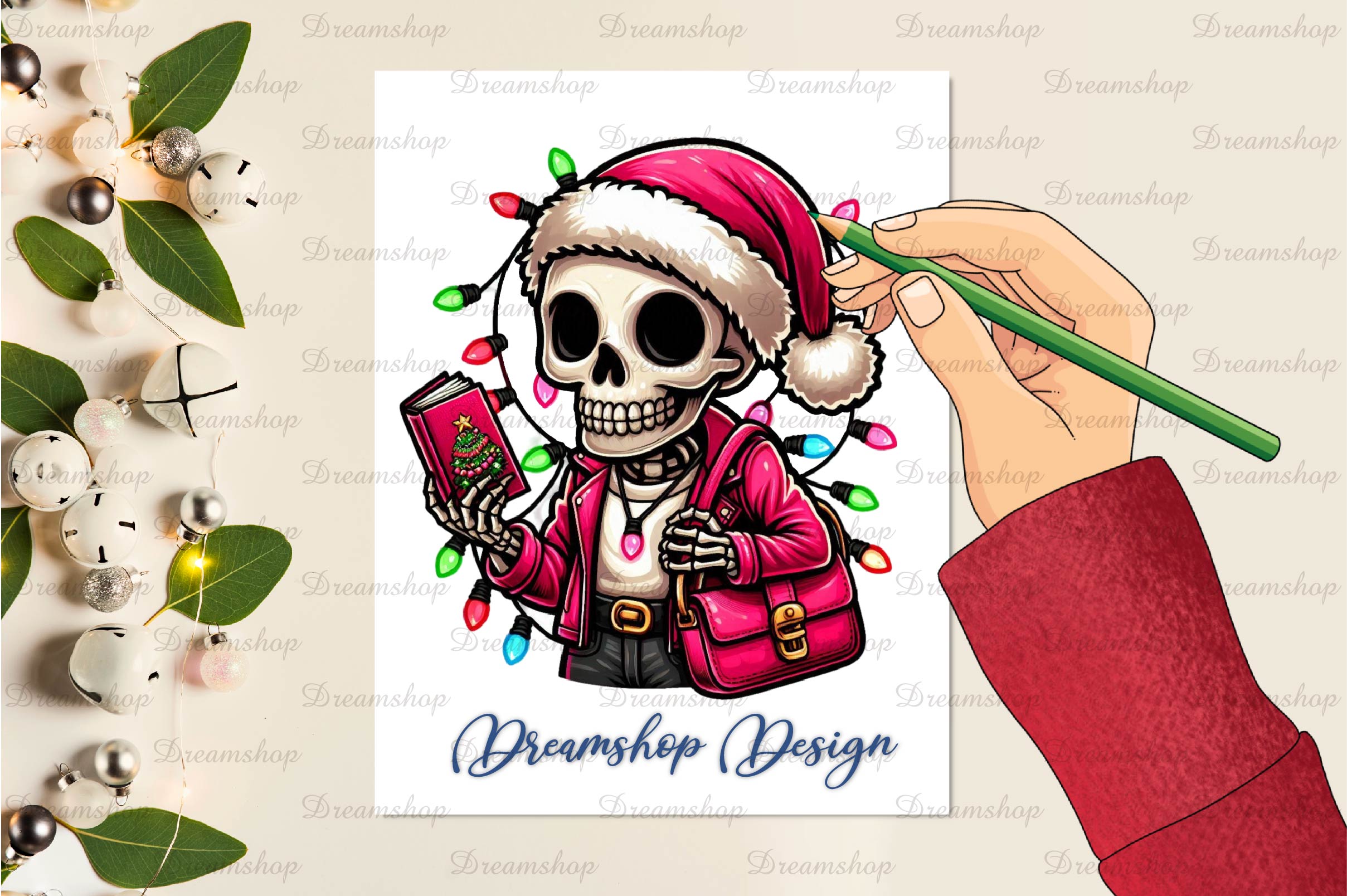 Cute Christmas Skeleton Clipart Bundle