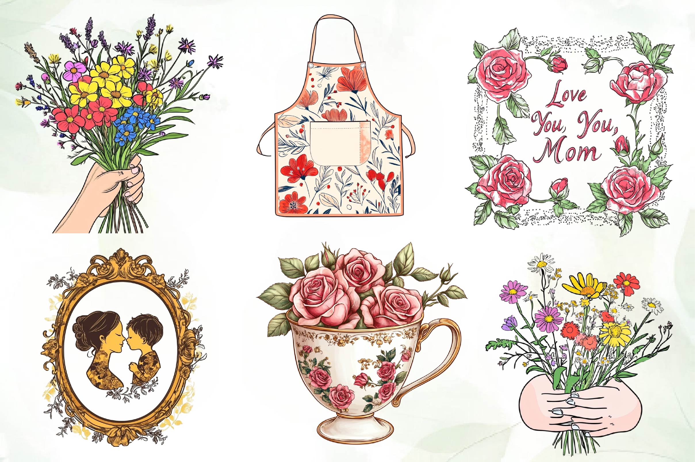 Vintage Mothers Day Clipart Bundle