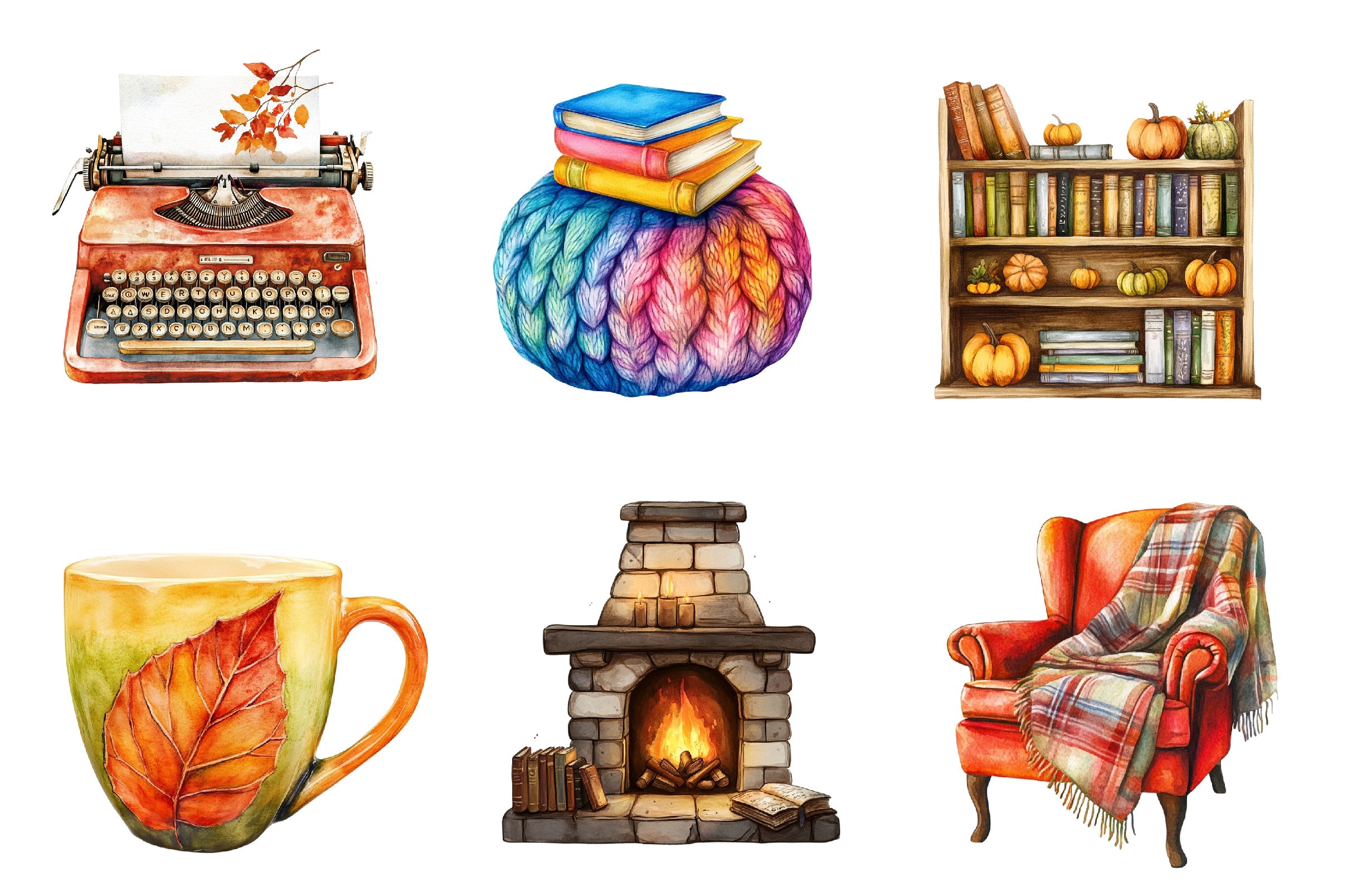 Fall Reading Nook Clipart Bundle
