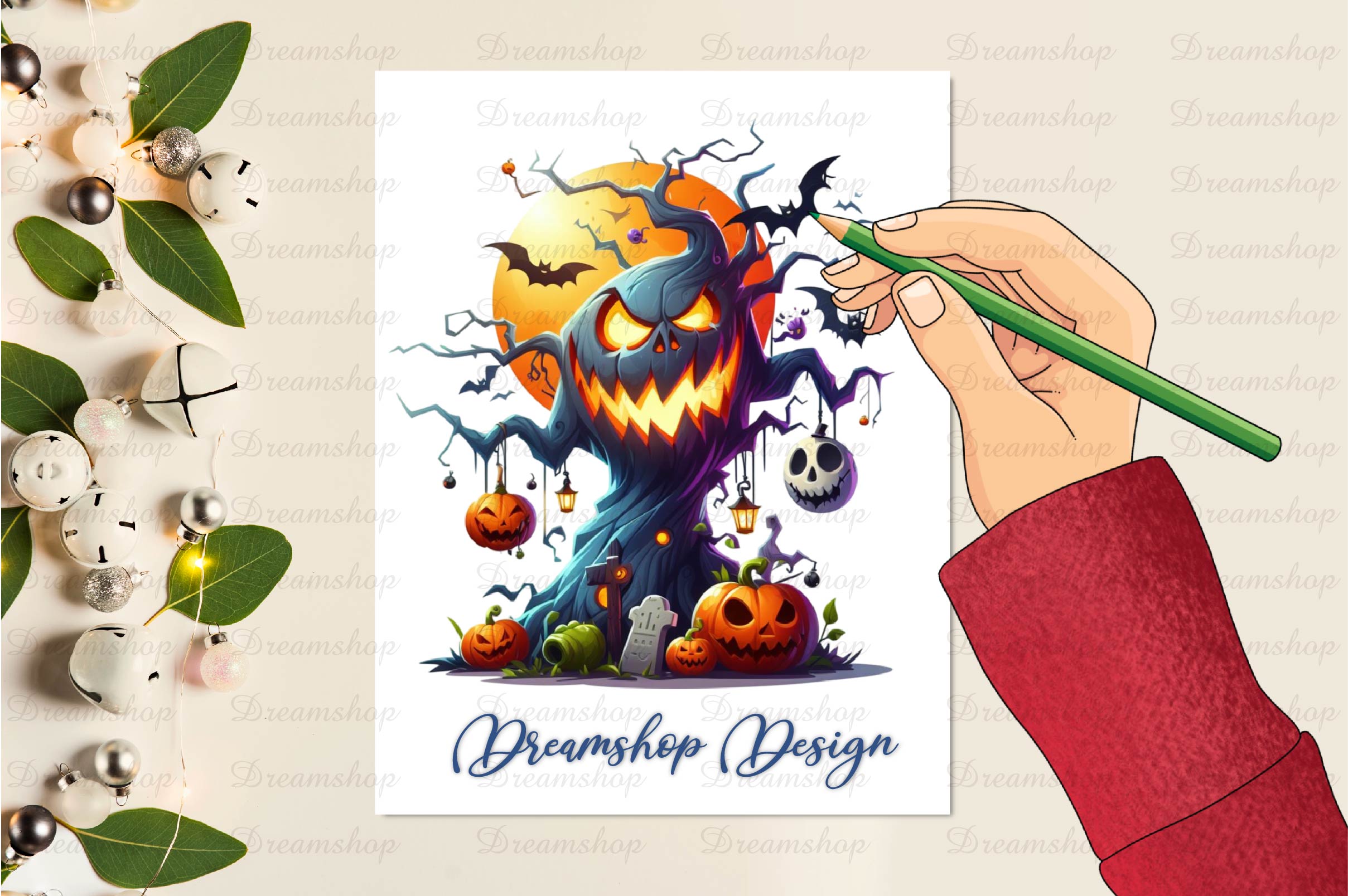 Halloween Scary Tree Clipart Bundle