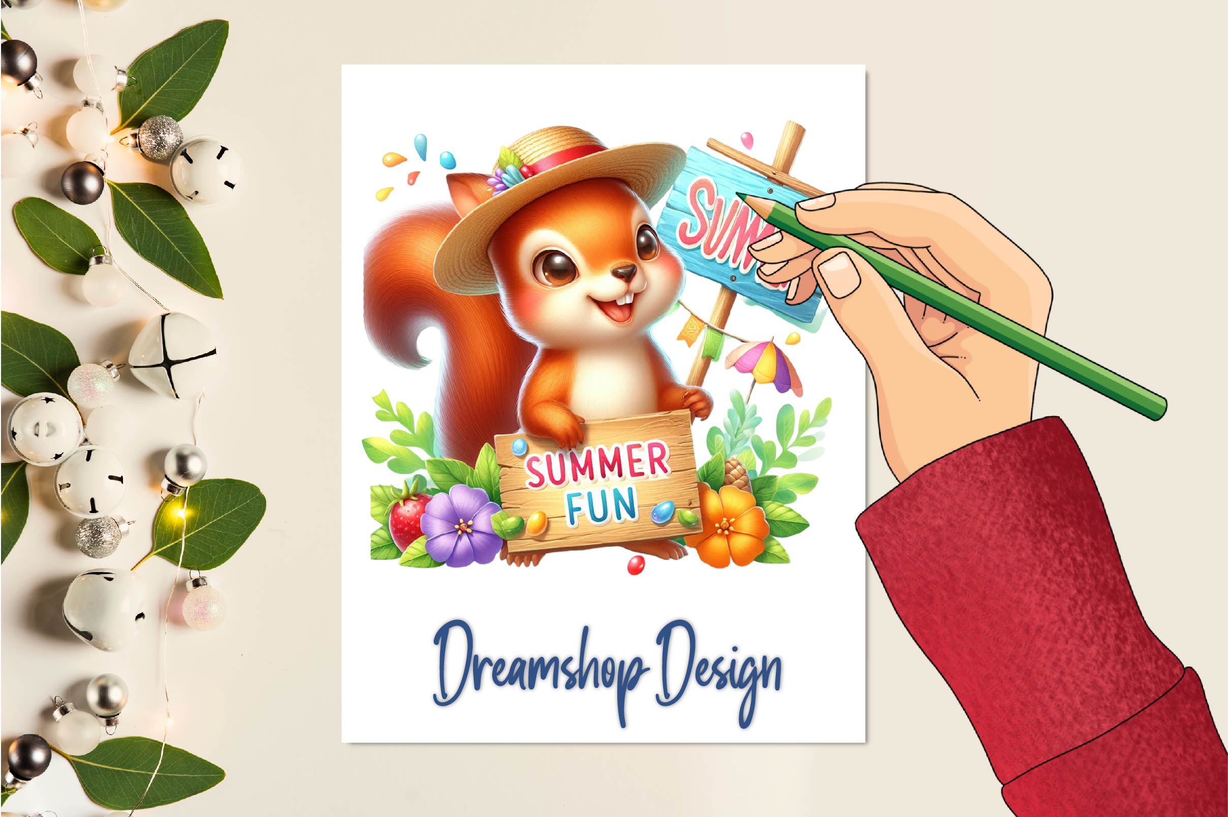 Summer Squirrel Clipart Bundle
