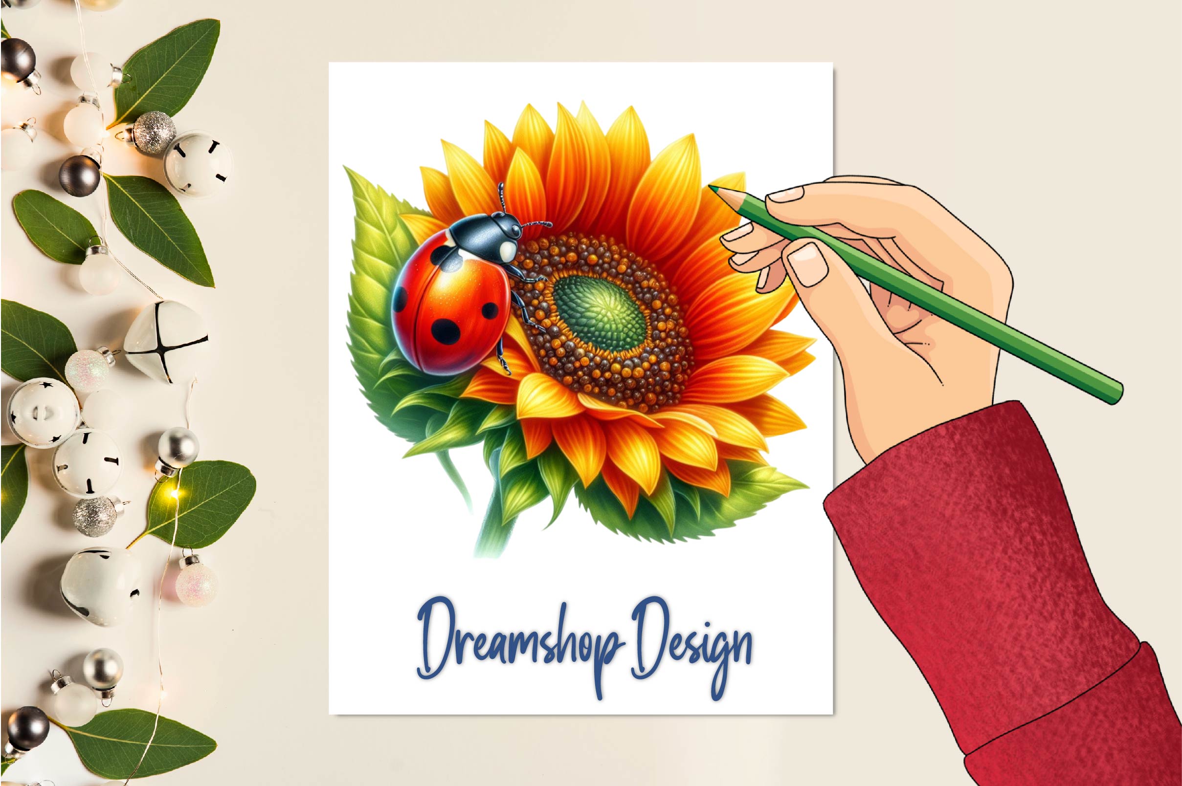Sunflower & Ladybug Clipart Bundle