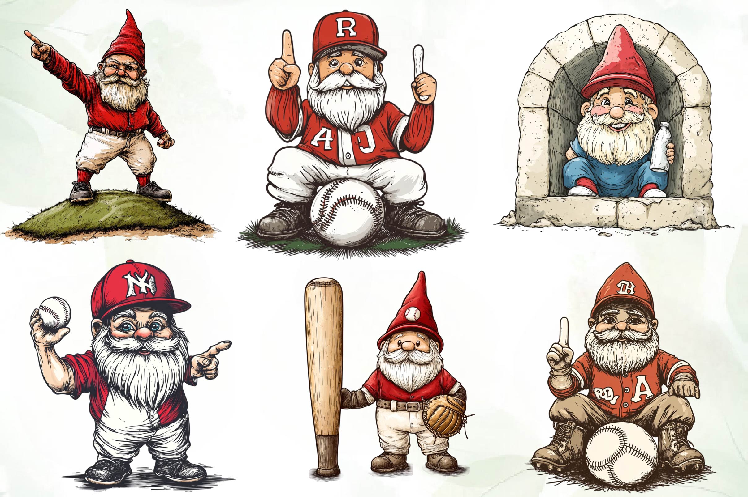 Baseball Gnome Clipart Bundle
