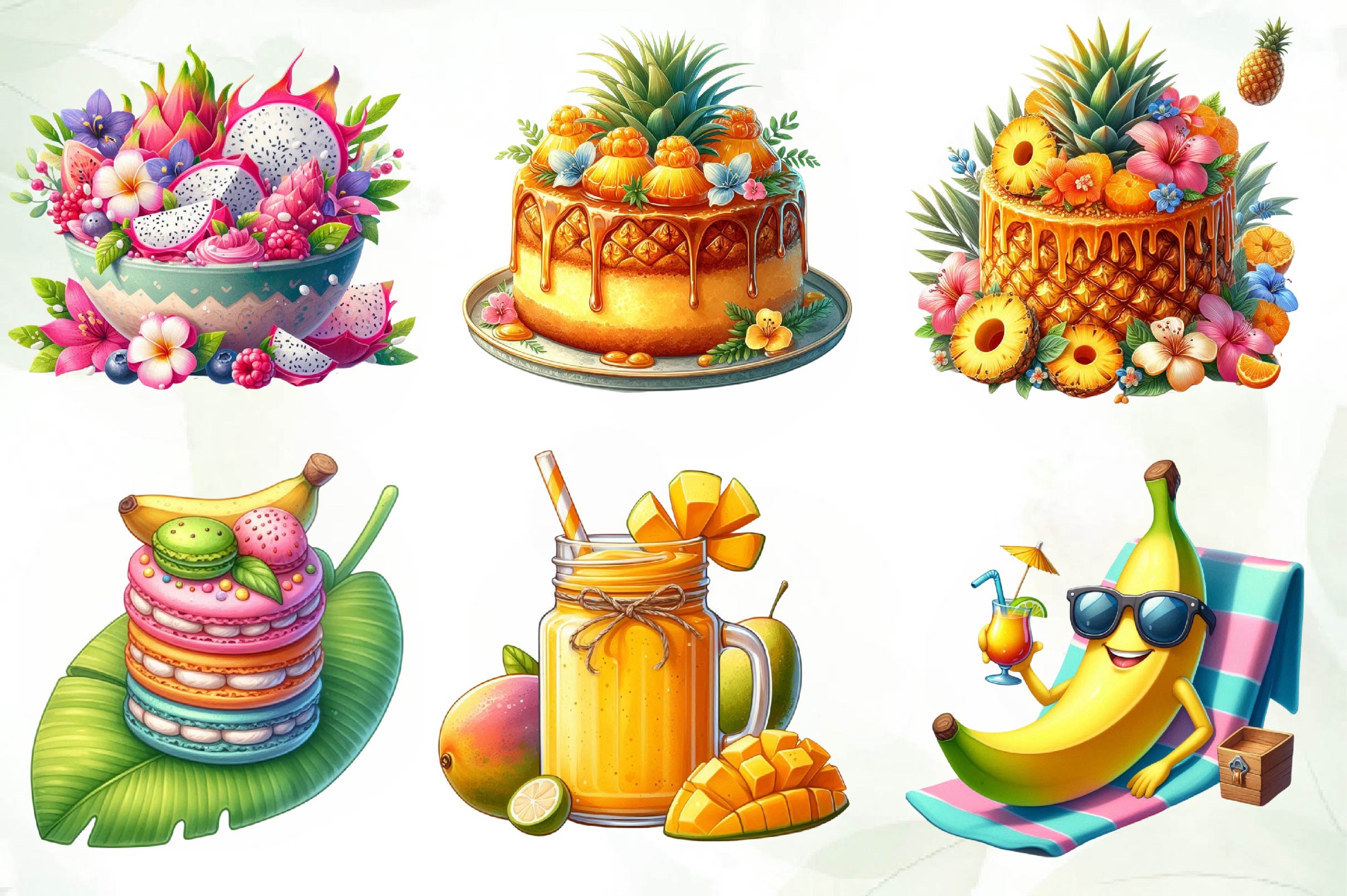 Summer Tropical Food Clipart Bundle