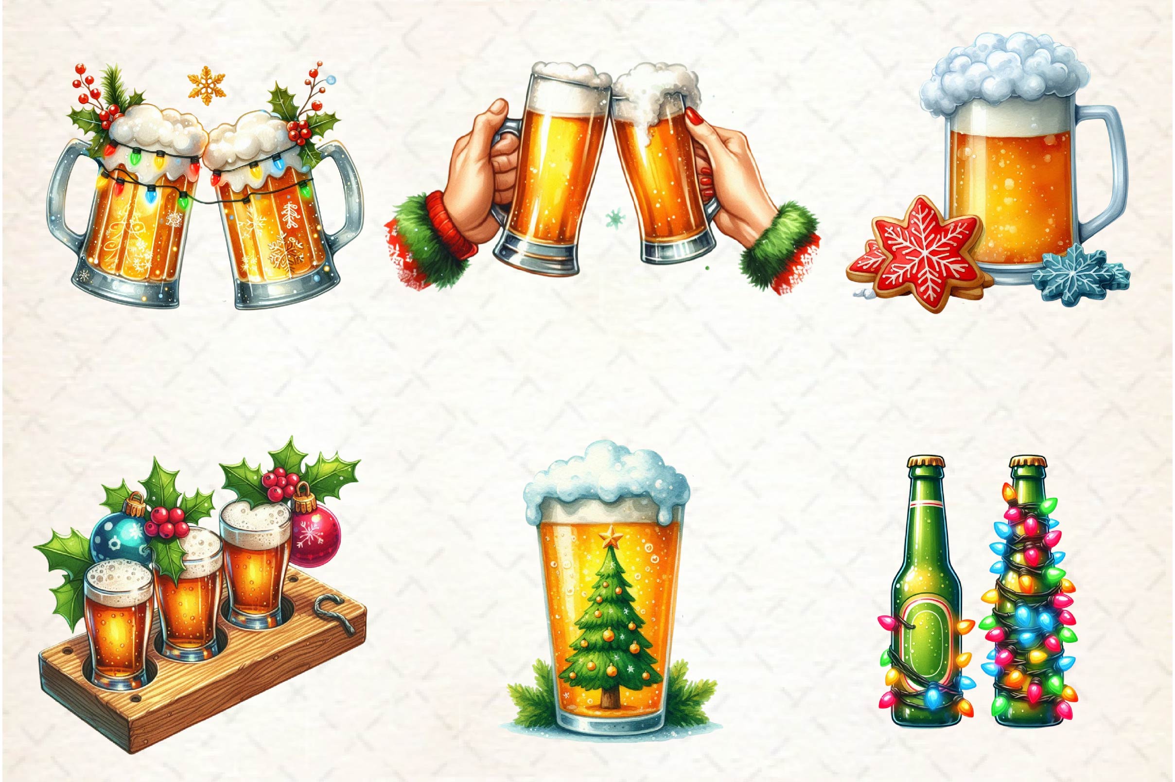 Christmas Beers Clipart Bundle