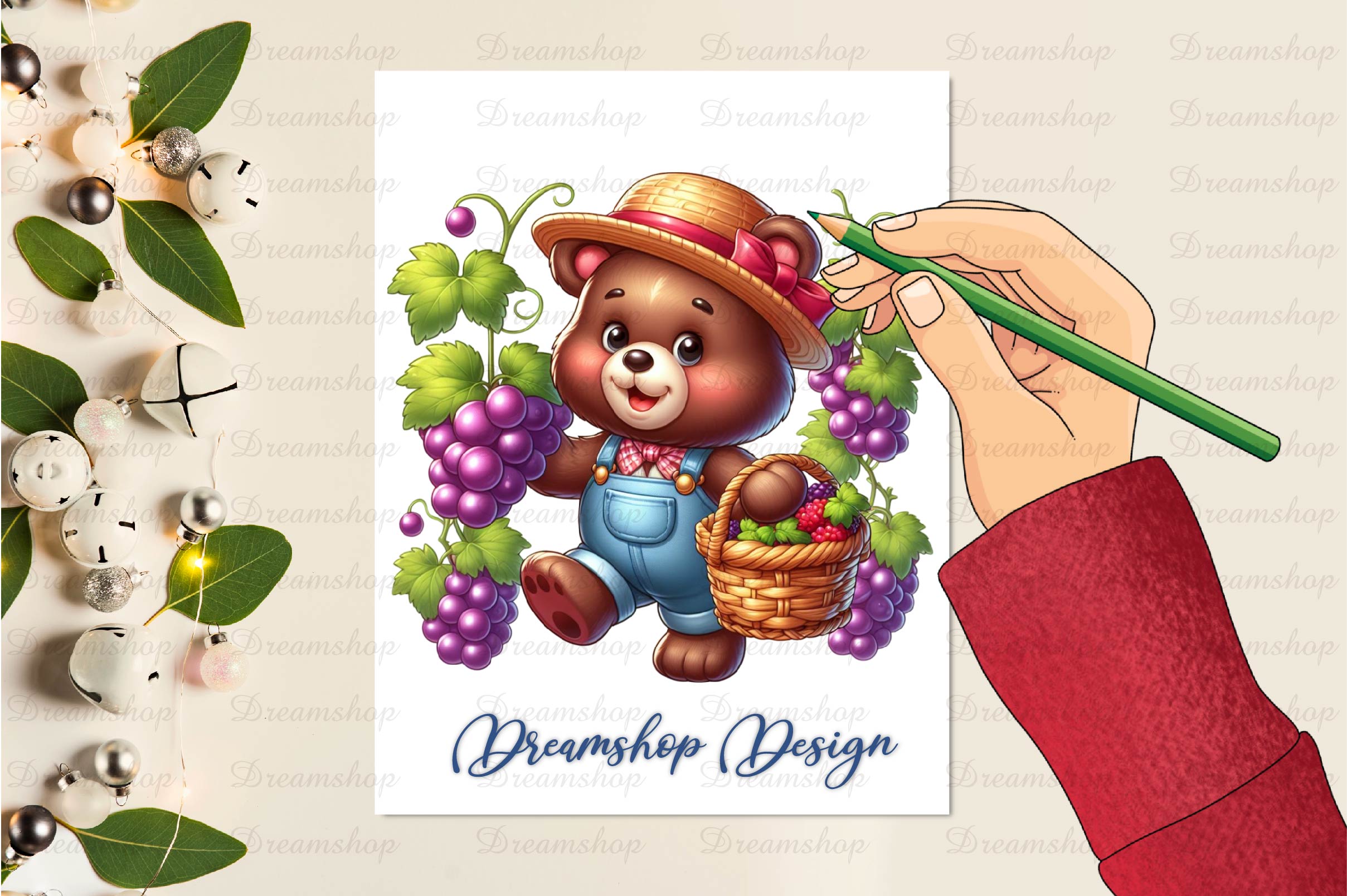 Bear In Grape Garden Clipart Bundle