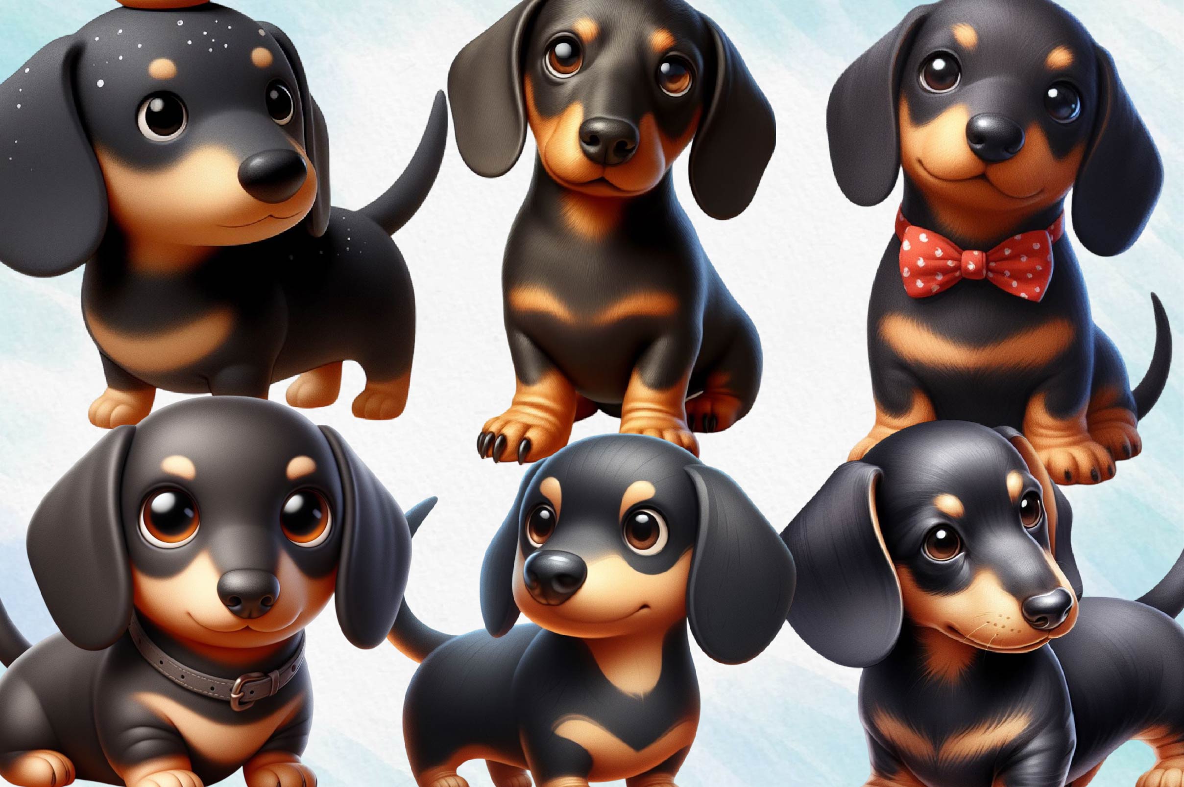 Adorable And Funny Dachshund Clipart Bundle