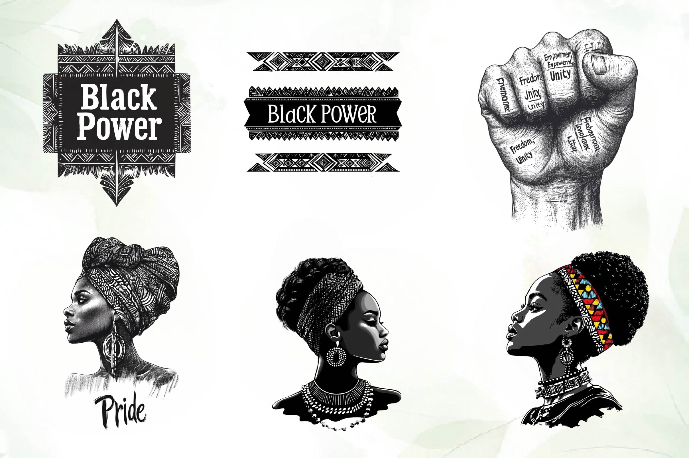 Black And White Black Month Clipart Bundle