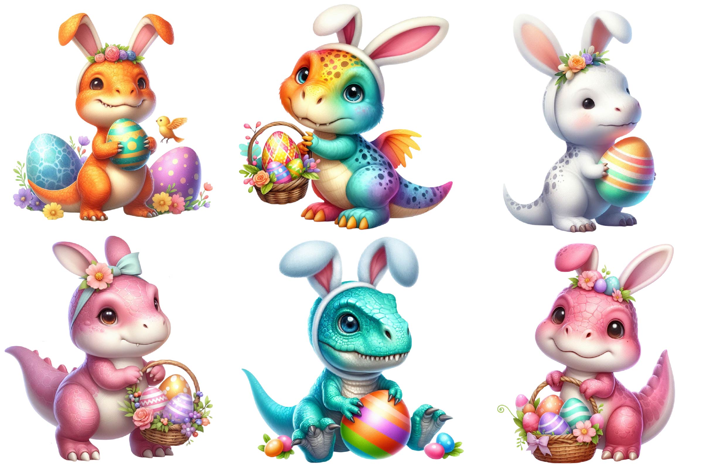 Easter T Rex Dinosaur Clipart Bundle