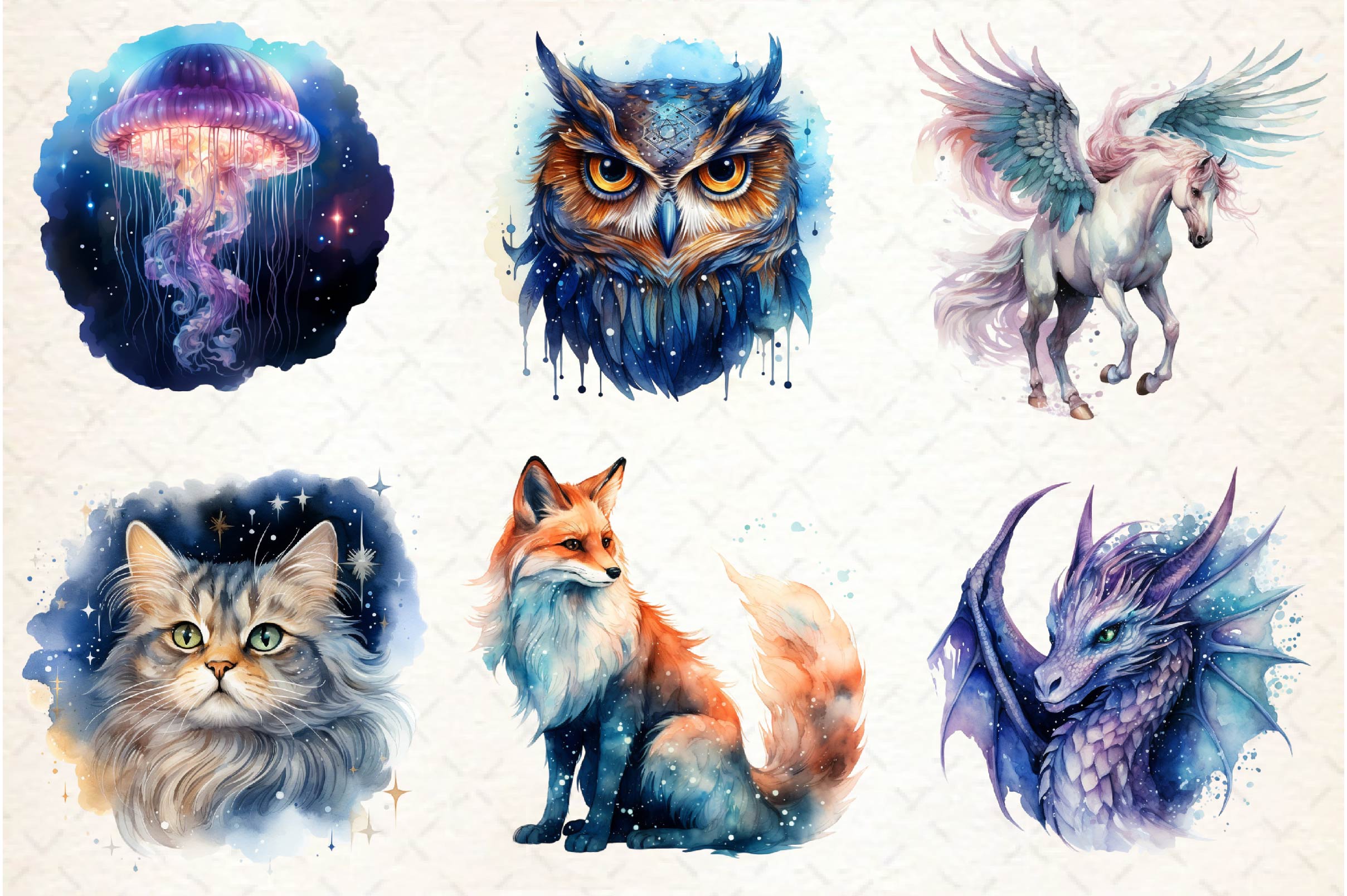 Celestial Fantasy Creatures Clipart Bundle