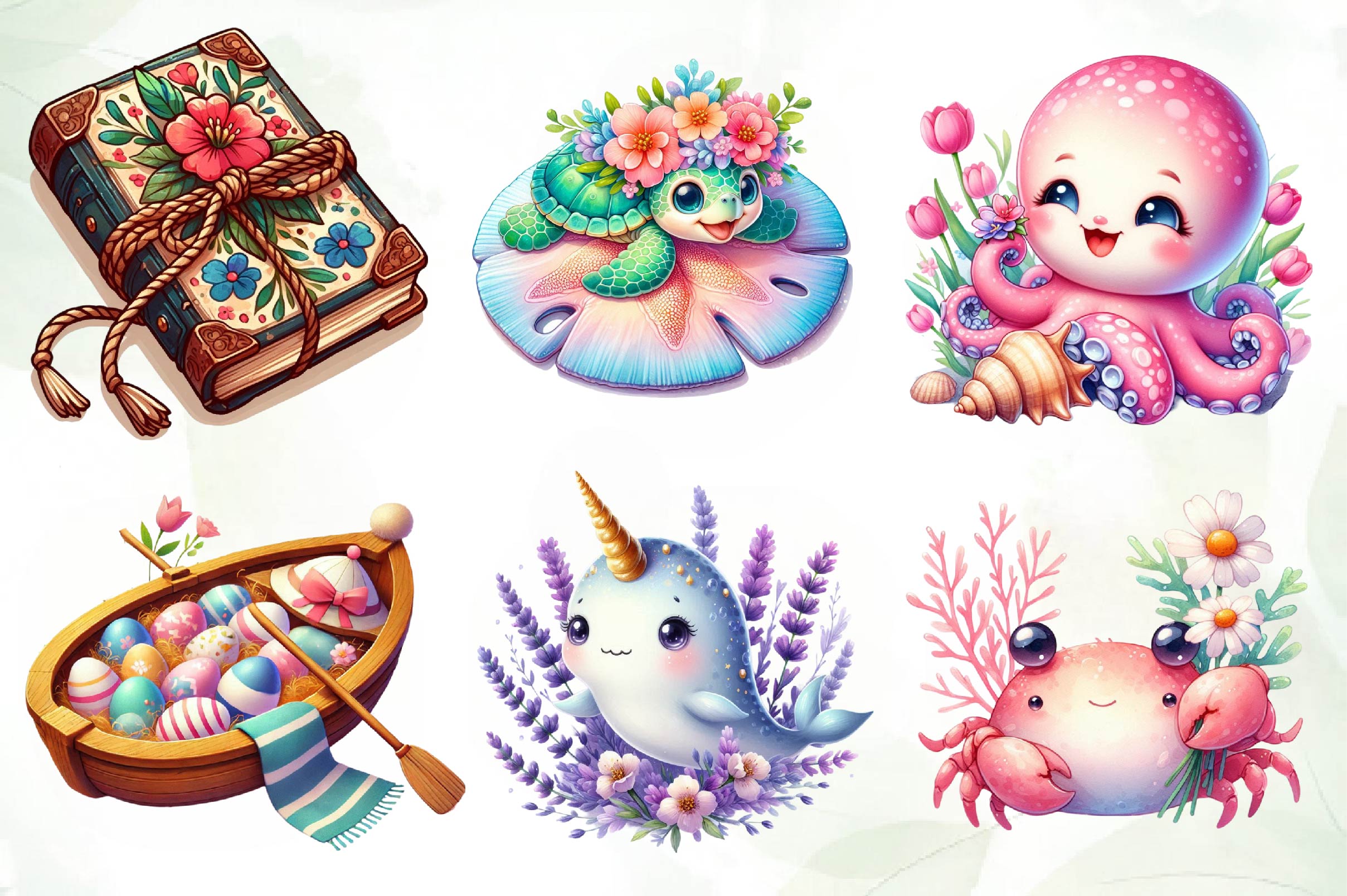 Cute Nautical Spring Clipart Bundle